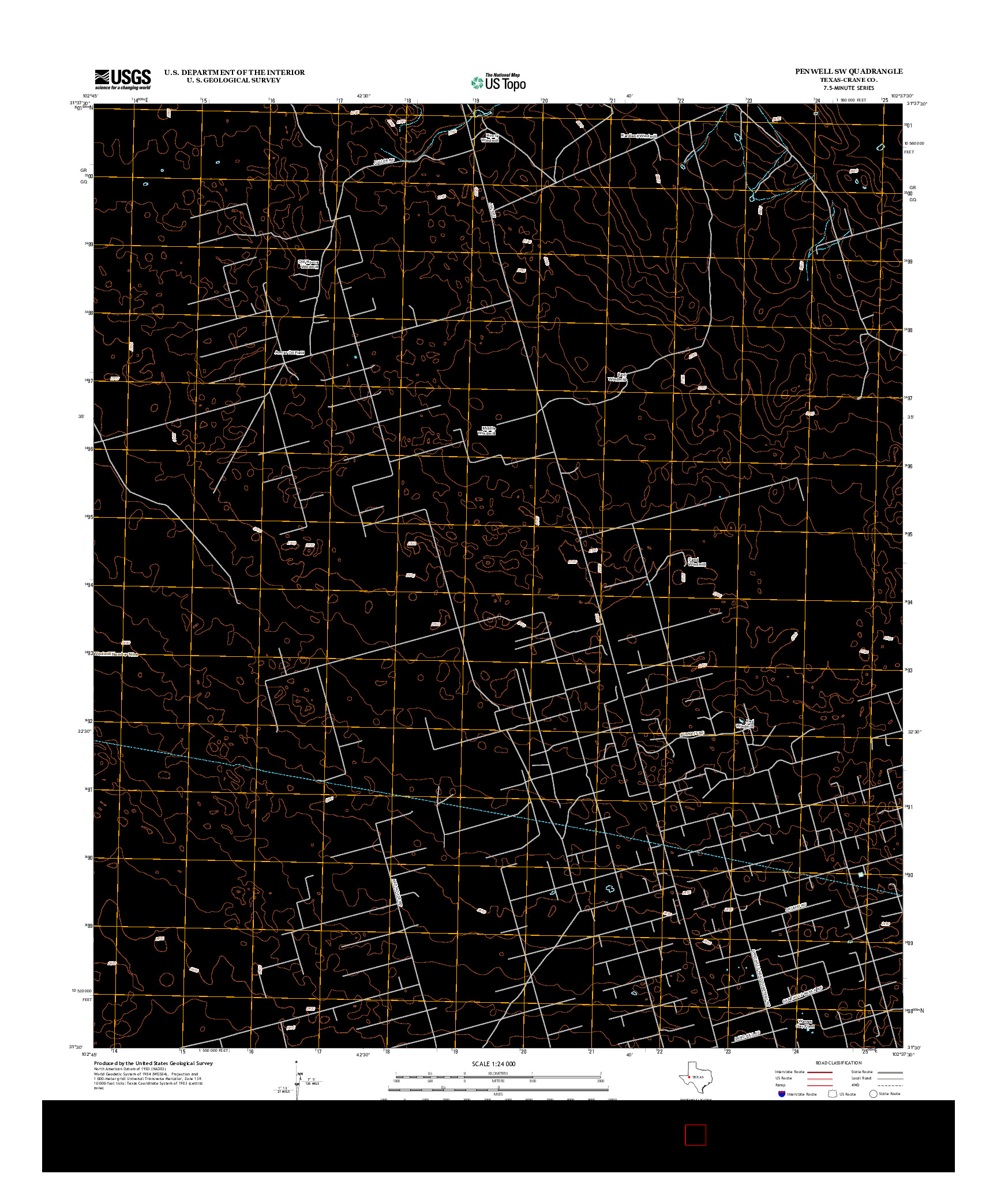 USGS US TOPO 7.5-MINUTE MAP FOR PENWELL SW, TX 2012