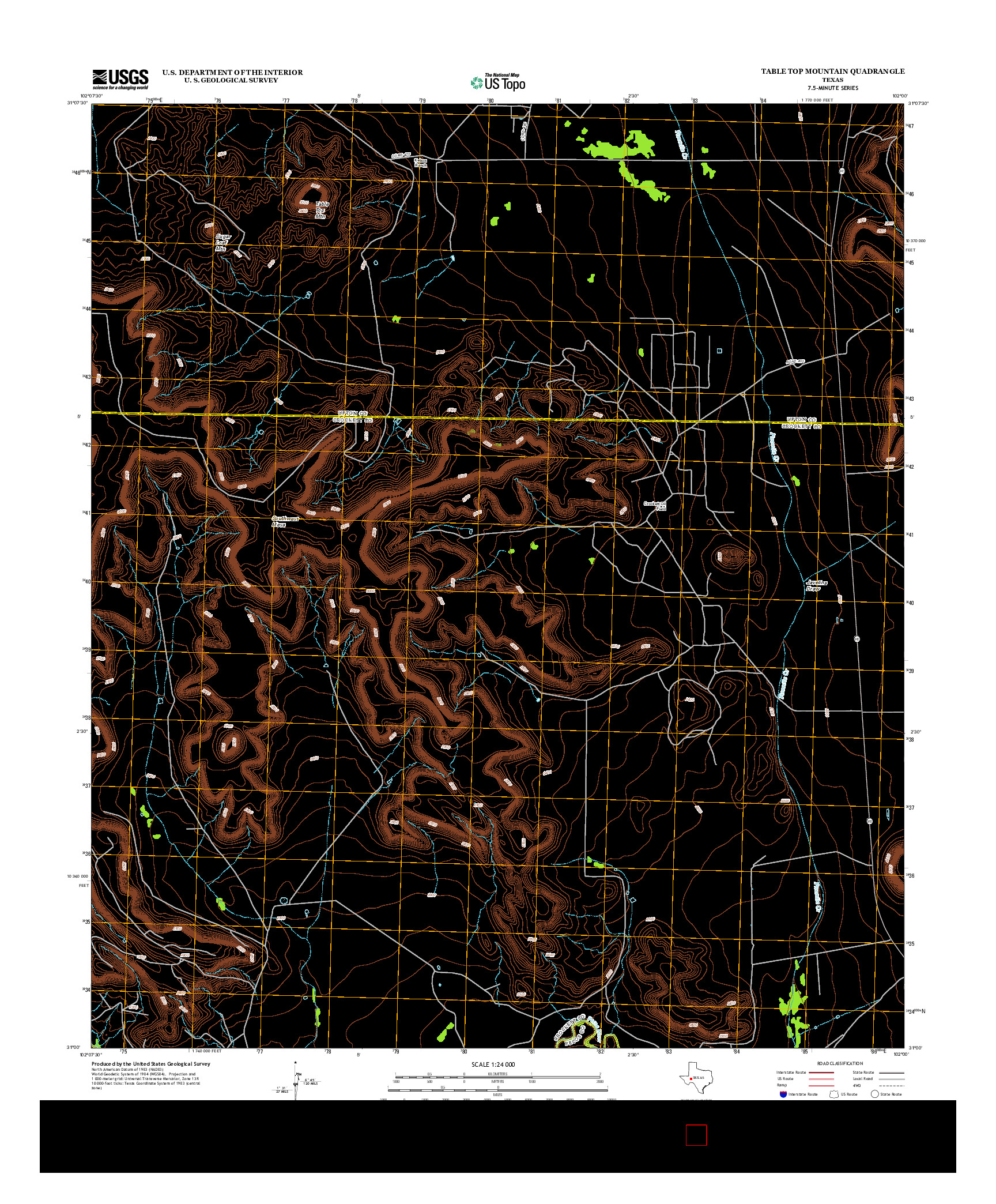 USGS US TOPO 7.5-MINUTE MAP FOR TABLE TOP MOUNTAIN, TX 2012