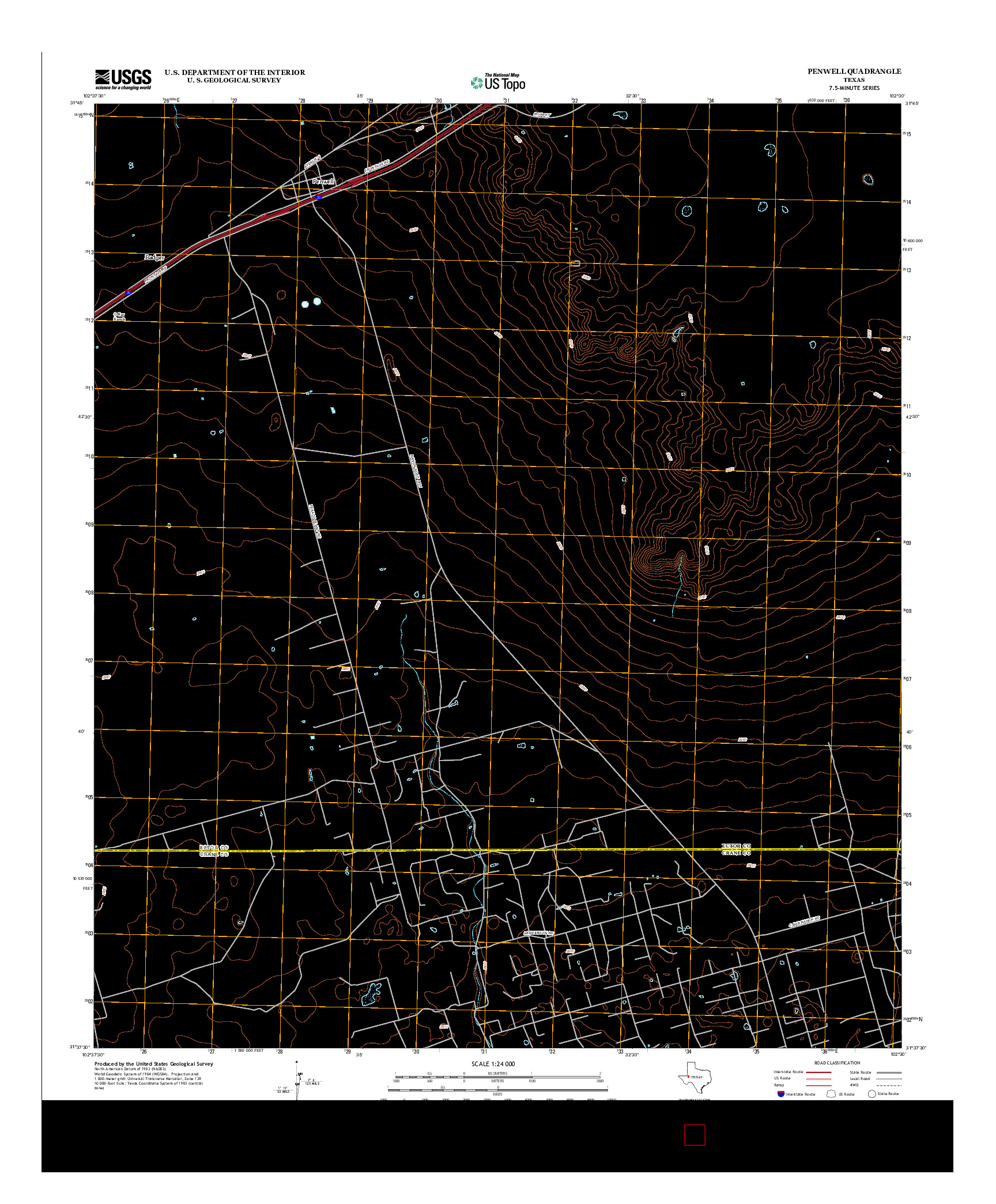 USGS US TOPO 7.5-MINUTE MAP FOR PENWELL, TX 2012