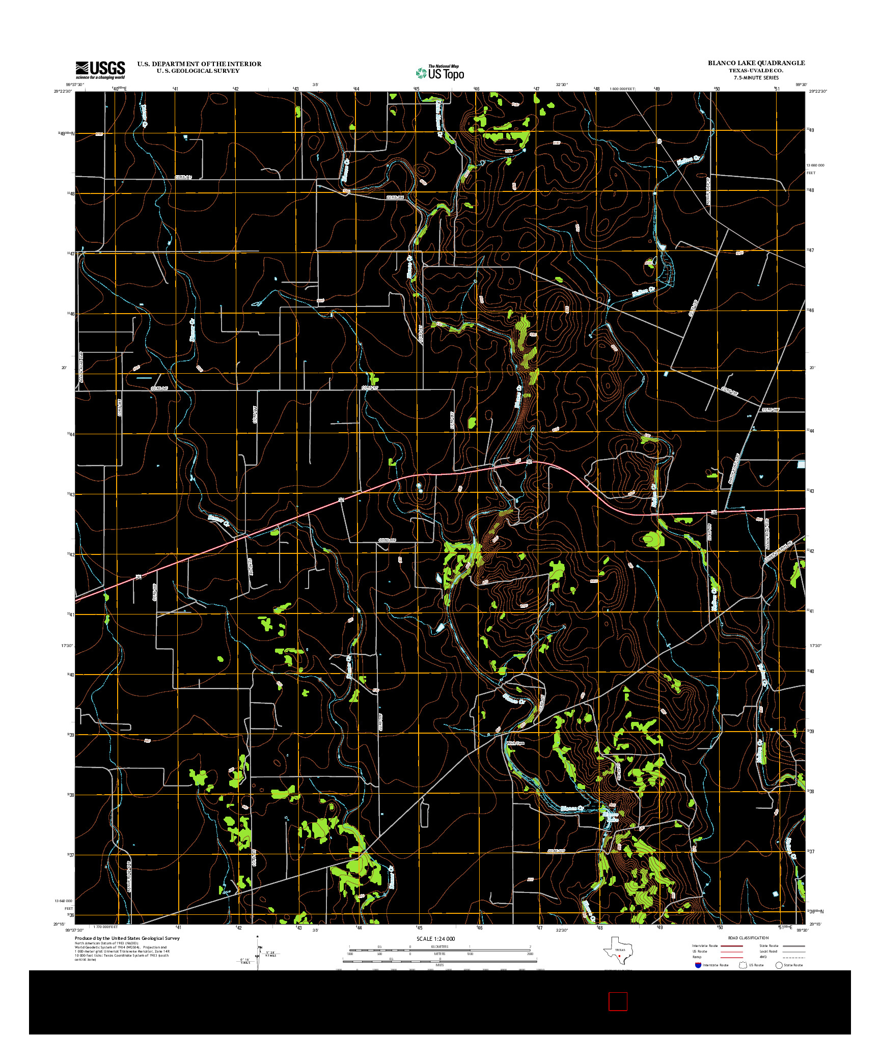 USGS US TOPO 7.5-MINUTE MAP FOR BLANCO LAKE, TX 2012