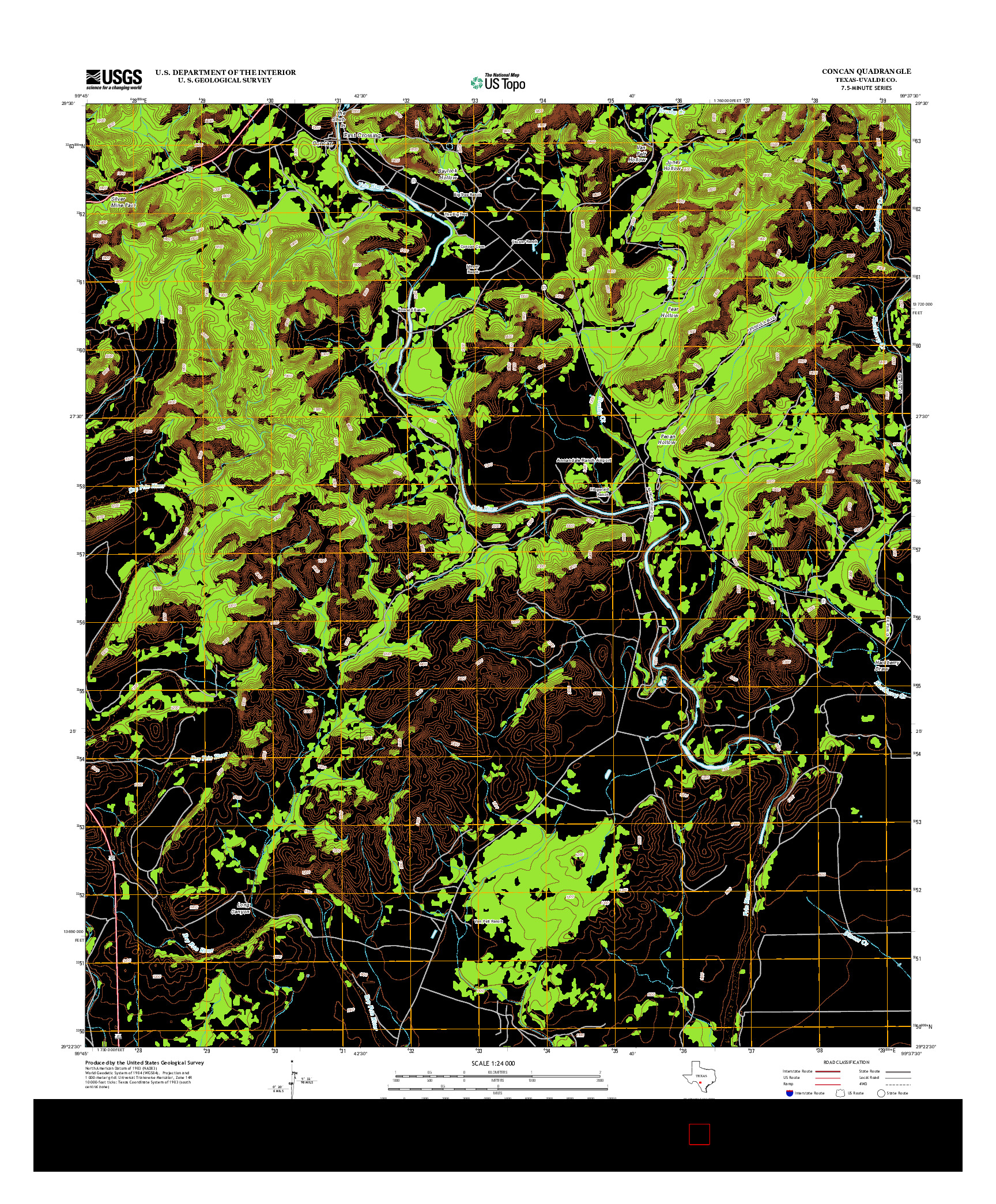 USGS US TOPO 7.5-MINUTE MAP FOR CONCAN, TX 2012