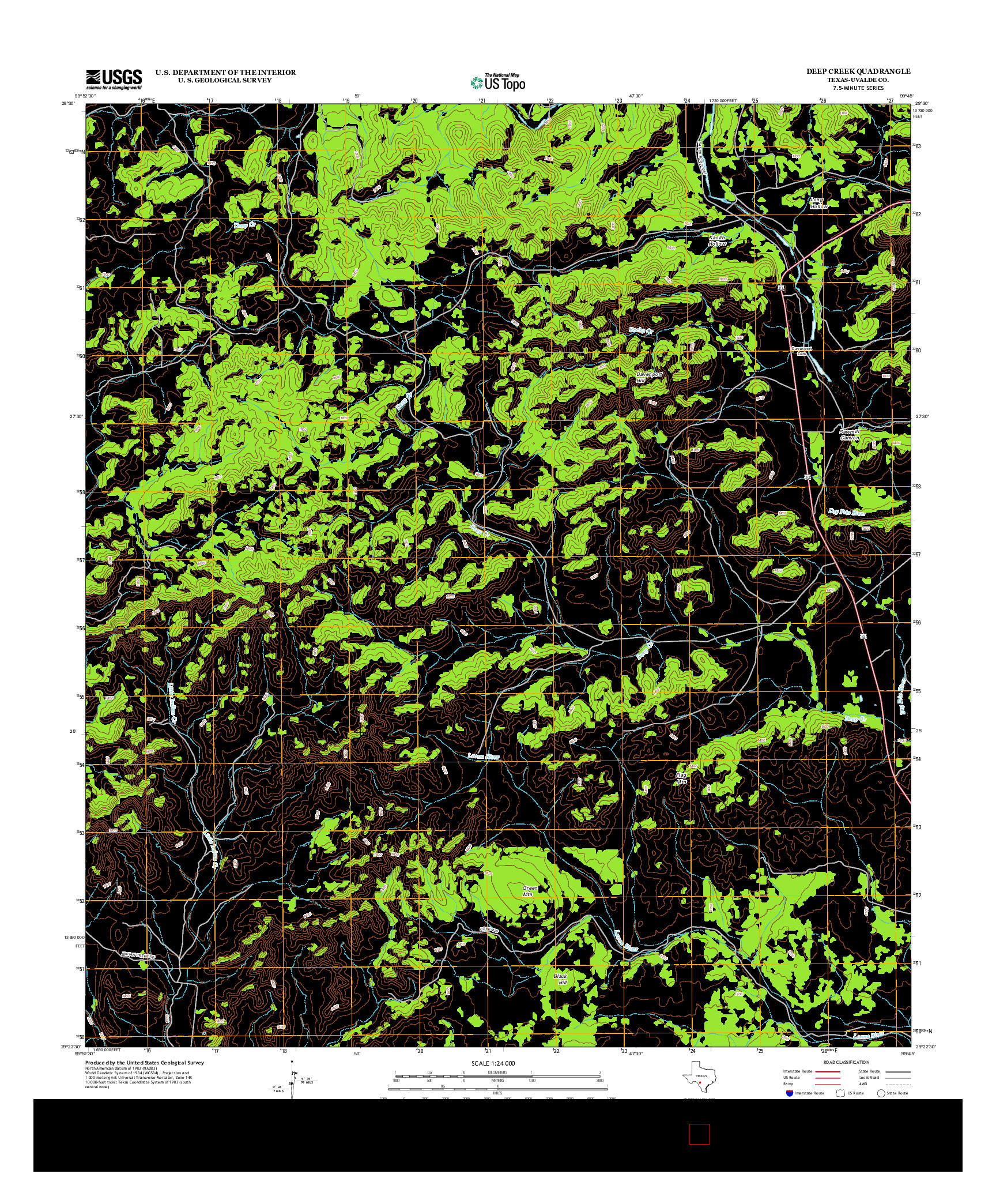 USGS US TOPO 7.5-MINUTE MAP FOR DEEP CREEK, TX 2012