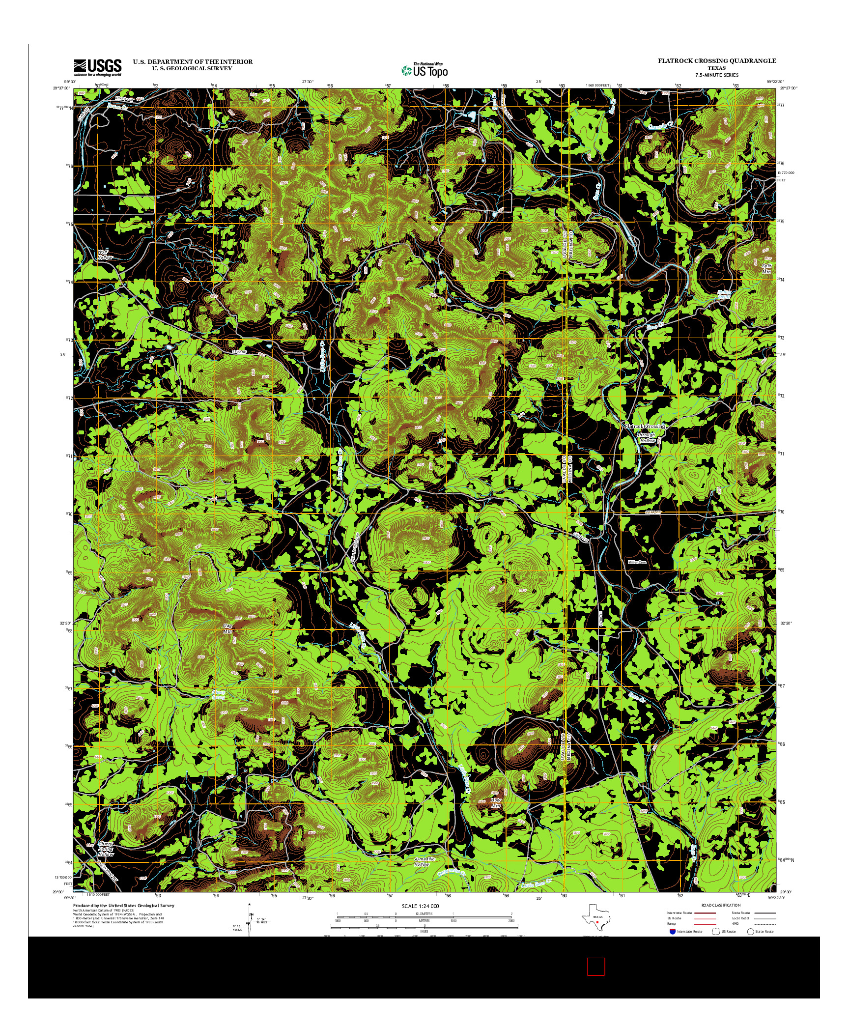 USGS US TOPO 7.5-MINUTE MAP FOR FLATROCK CROSSING, TX 2012
