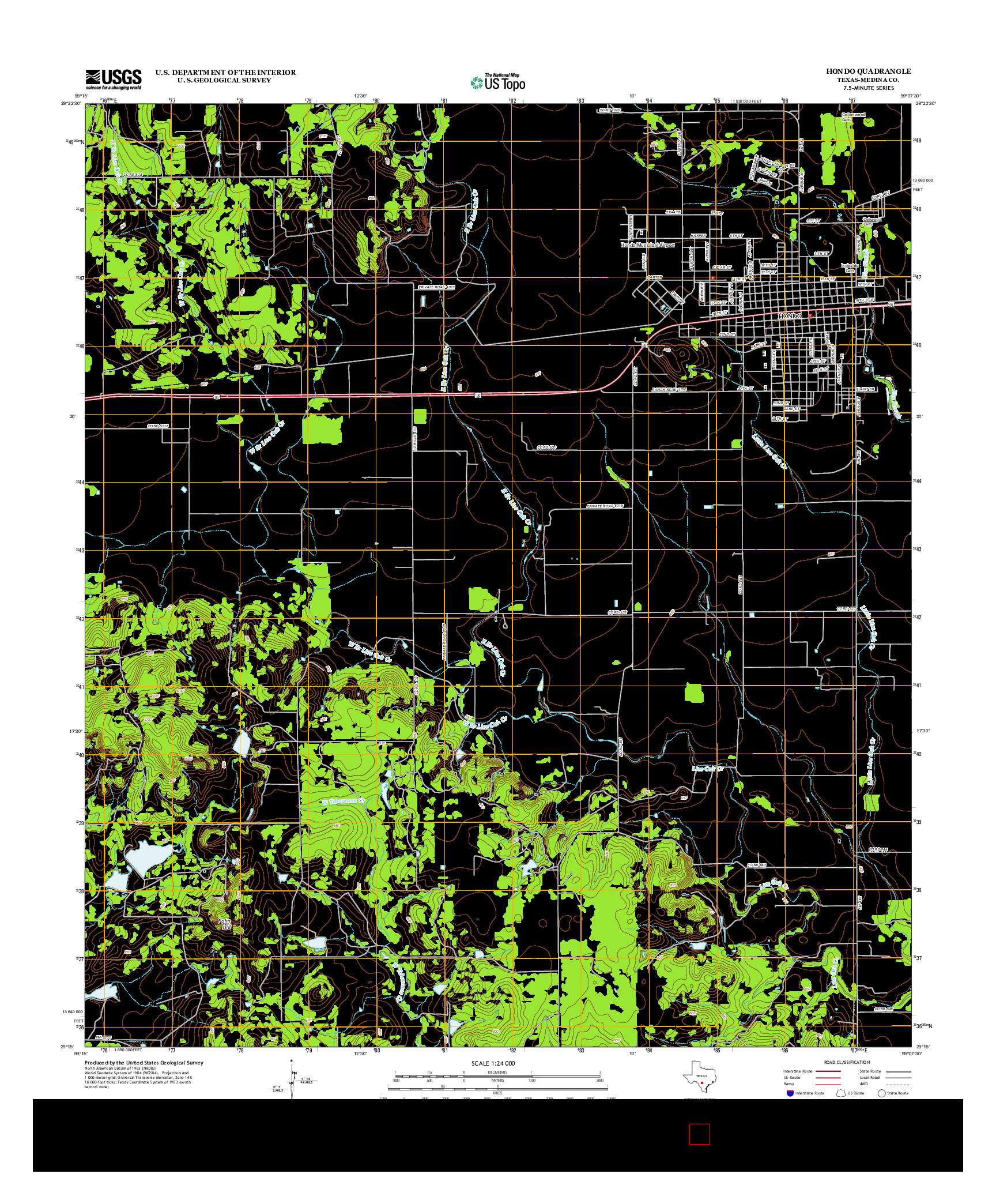 USGS US TOPO 7.5-MINUTE MAP FOR HONDO, TX 2012