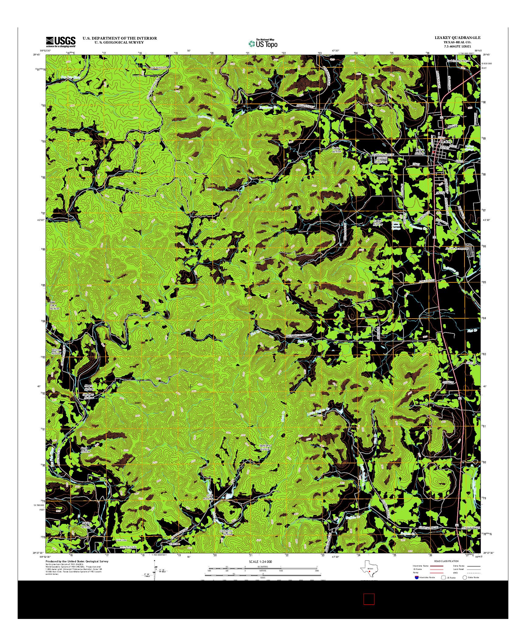 USGS US TOPO 7.5-MINUTE MAP FOR LEAKEY, TX 2012