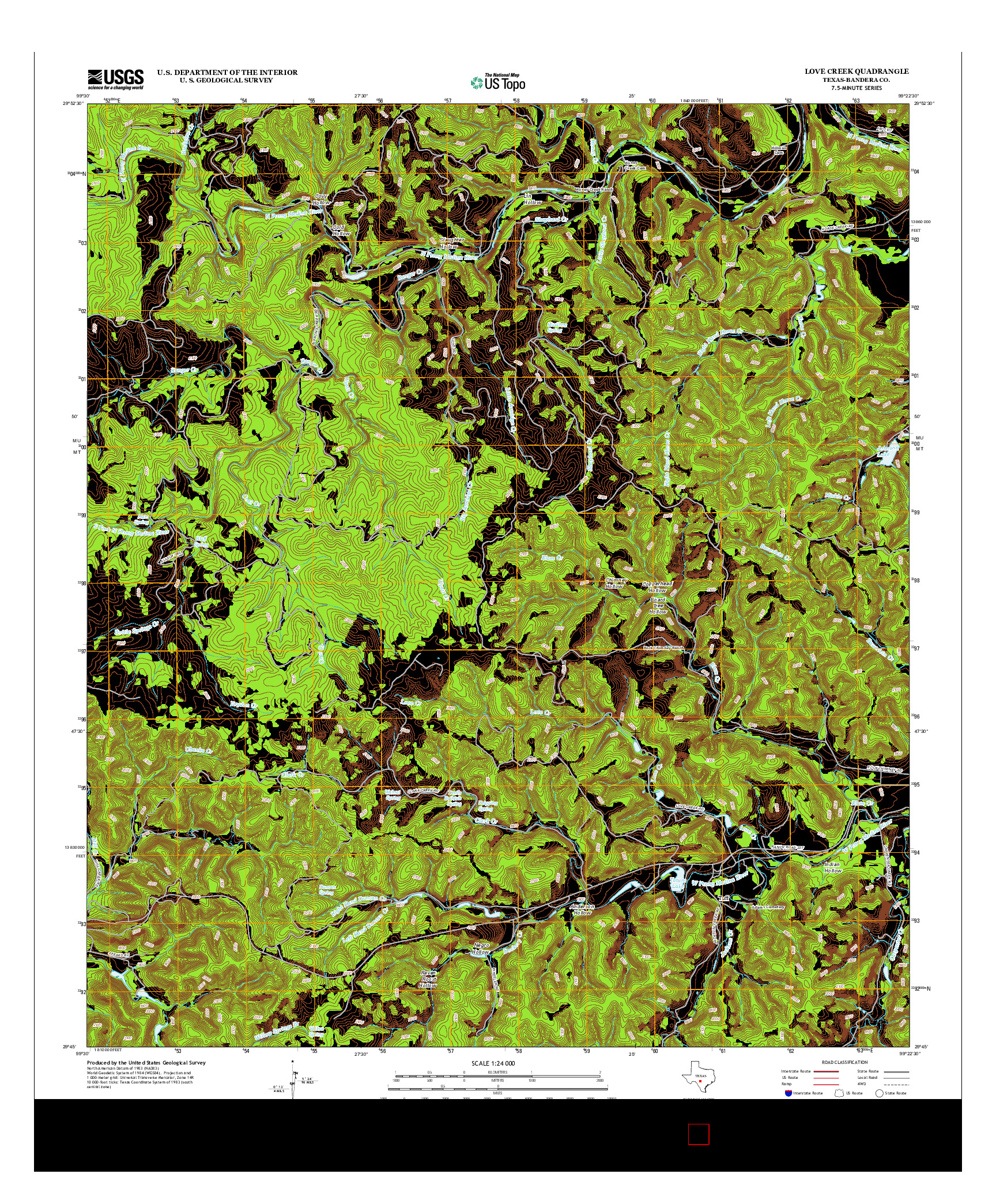 USGS US TOPO 7.5-MINUTE MAP FOR LOVE CREEK, TX 2012