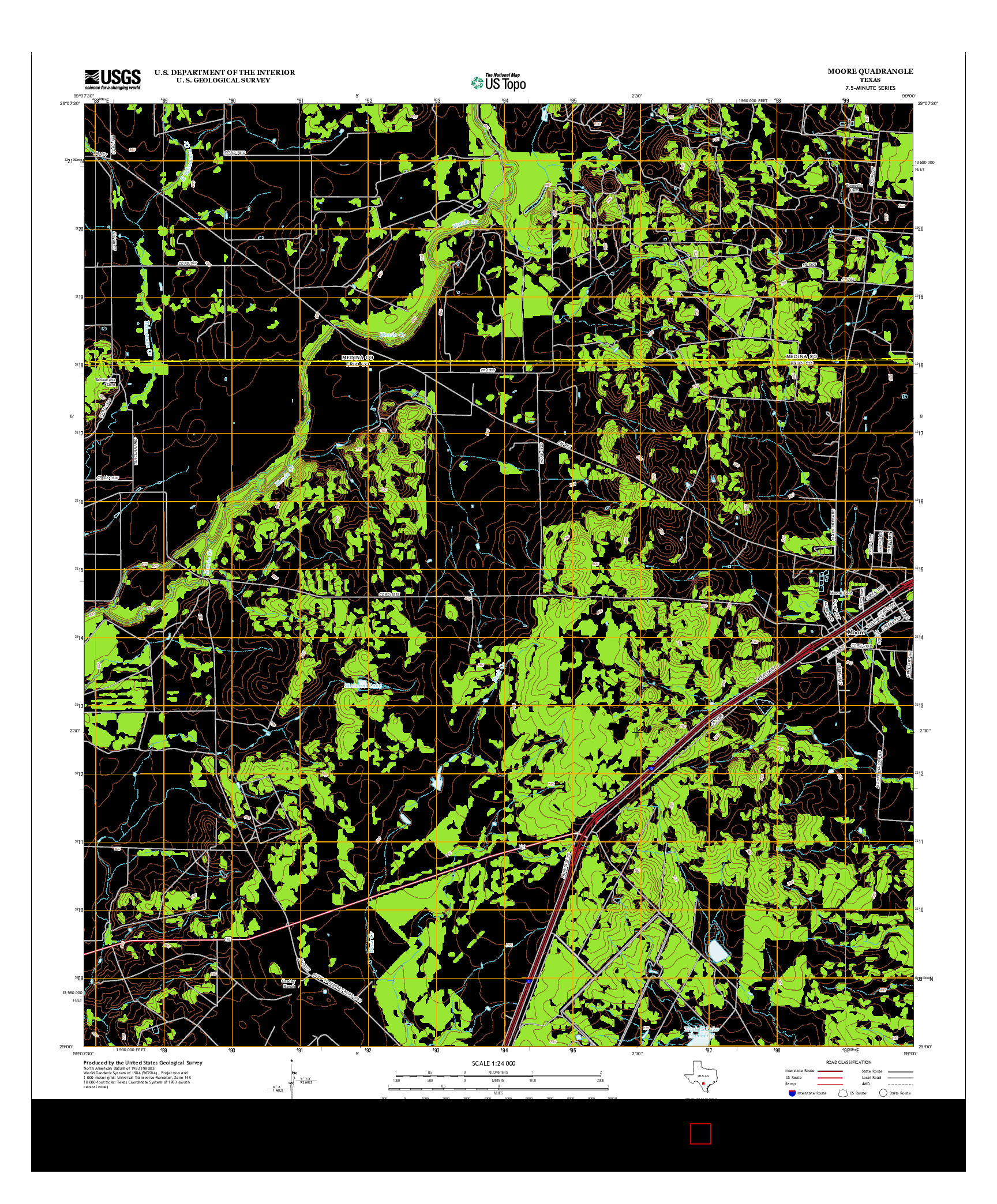 USGS US TOPO 7.5-MINUTE MAP FOR MOORE, TX 2012