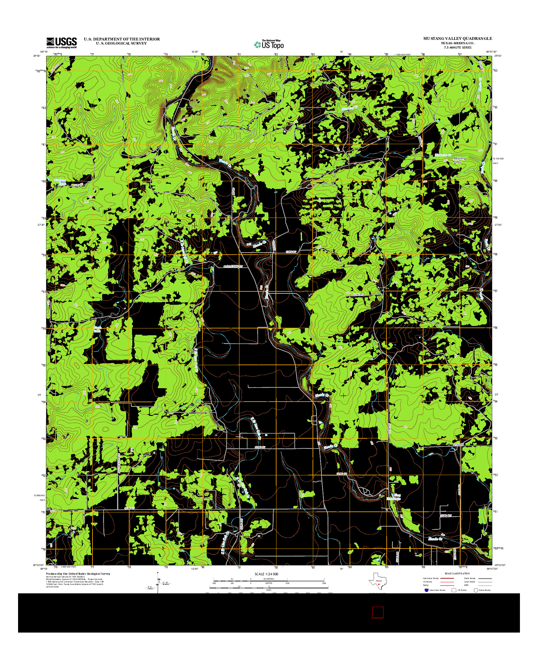 USGS US TOPO 7.5-MINUTE MAP FOR MUSTANG VALLEY, TX 2012