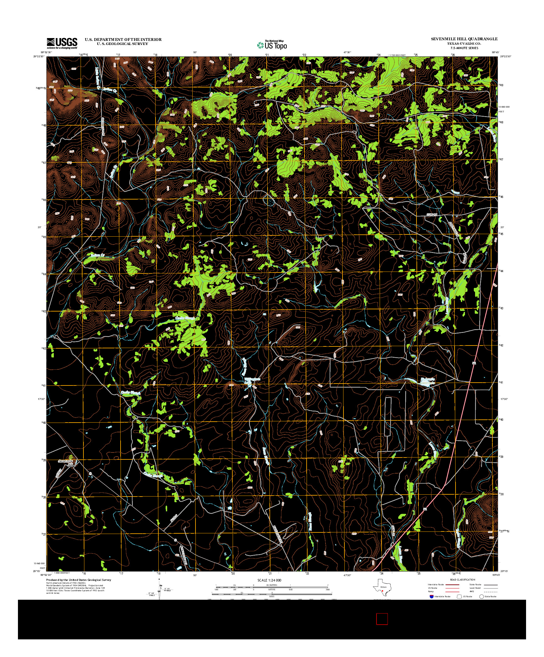 USGS US TOPO 7.5-MINUTE MAP FOR SEVENMILE HILL, TX 2012