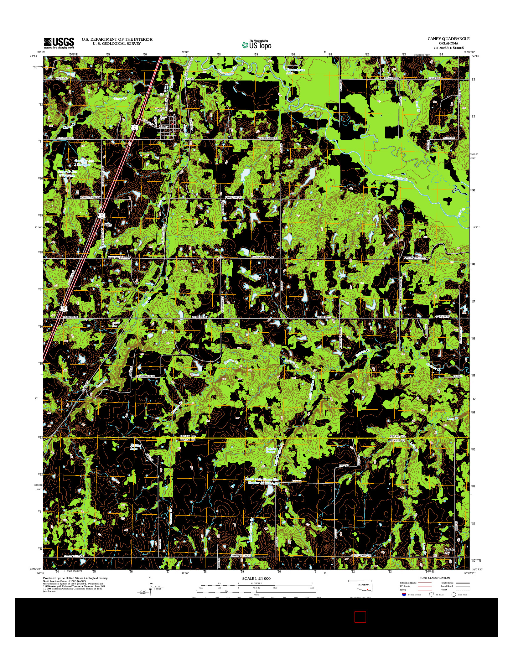 USGS US TOPO 7.5-MINUTE MAP FOR CANEY, OK 2012