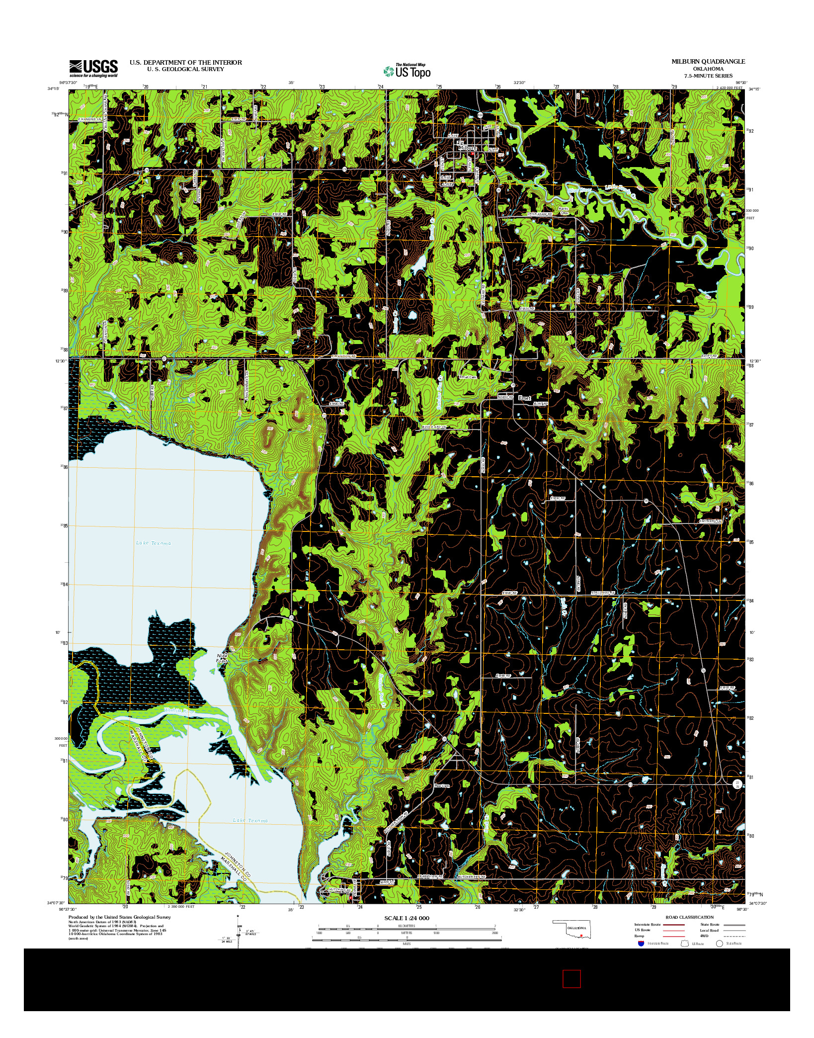 USGS US TOPO 7.5-MINUTE MAP FOR MILBURN, OK 2012