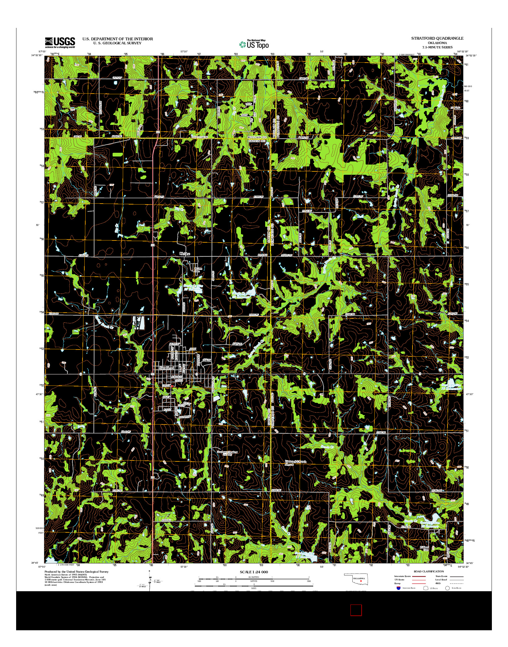 USGS US TOPO 7.5-MINUTE MAP FOR STRATFORD, OK 2012