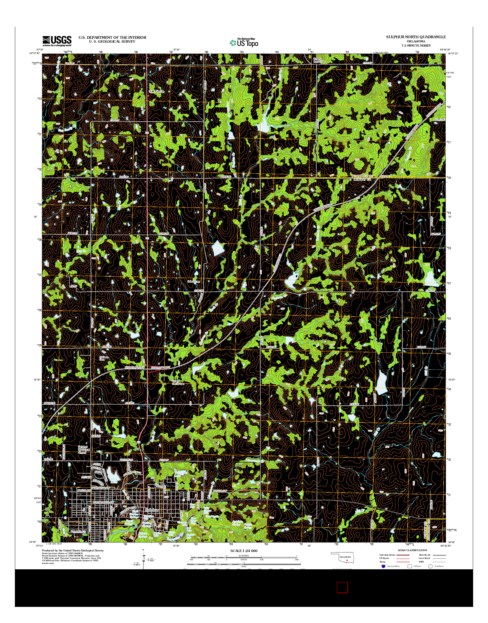 USGS US TOPO 7.5-MINUTE MAP FOR SULPHUR NORTH, OK 2012