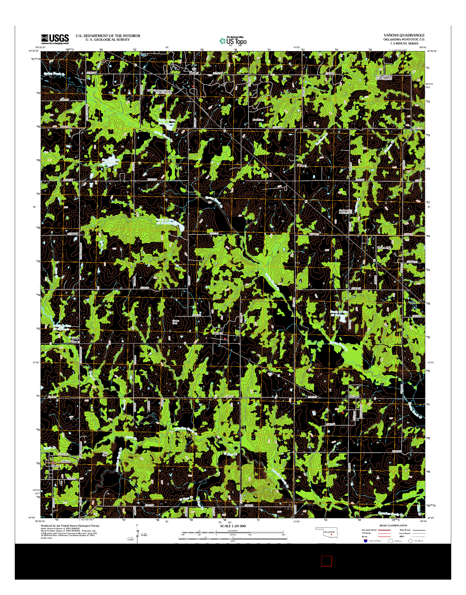 USGS US TOPO 7.5-MINUTE MAP FOR VANOSS, OK 2012