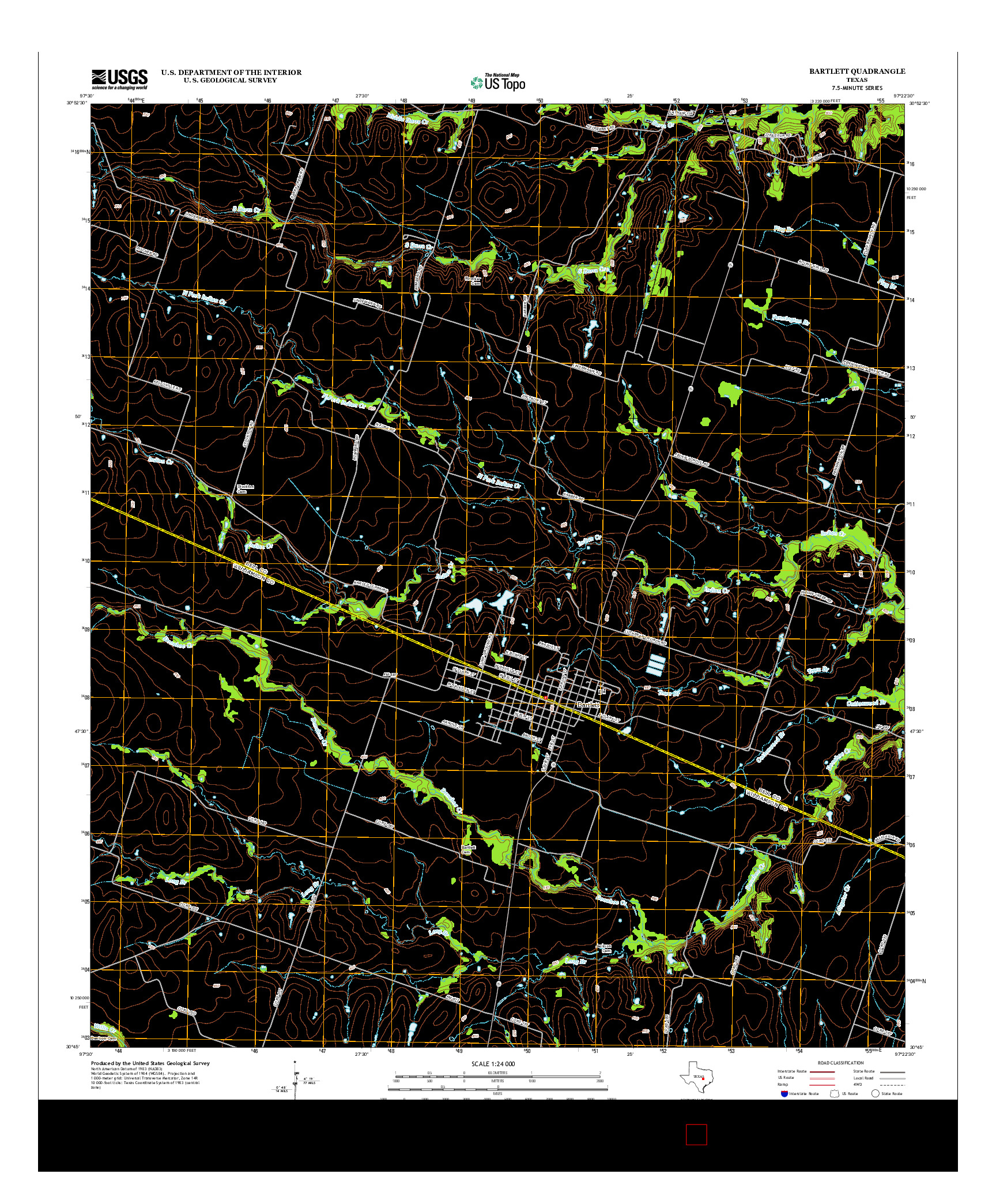 USGS US TOPO 7.5-MINUTE MAP FOR BARTLETT, TX 2012