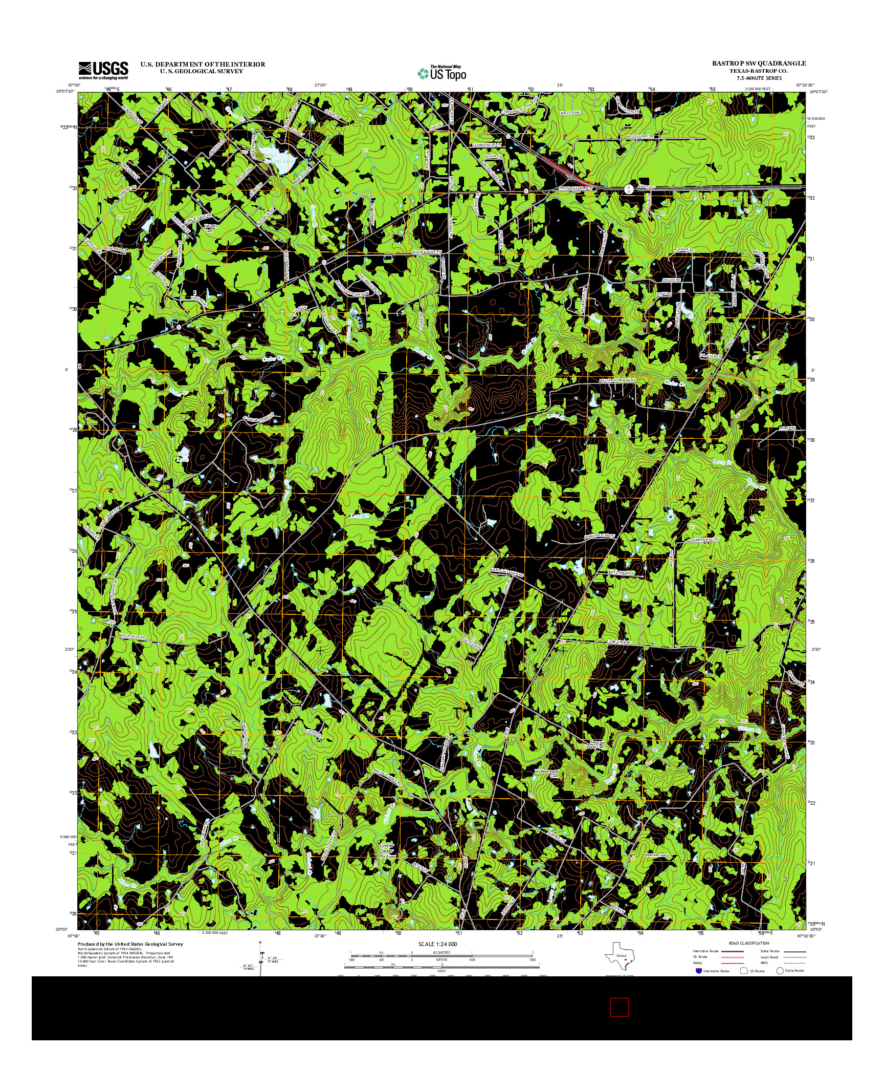 USGS US TOPO 7.5-MINUTE MAP FOR BASTROP SW, TX 2012