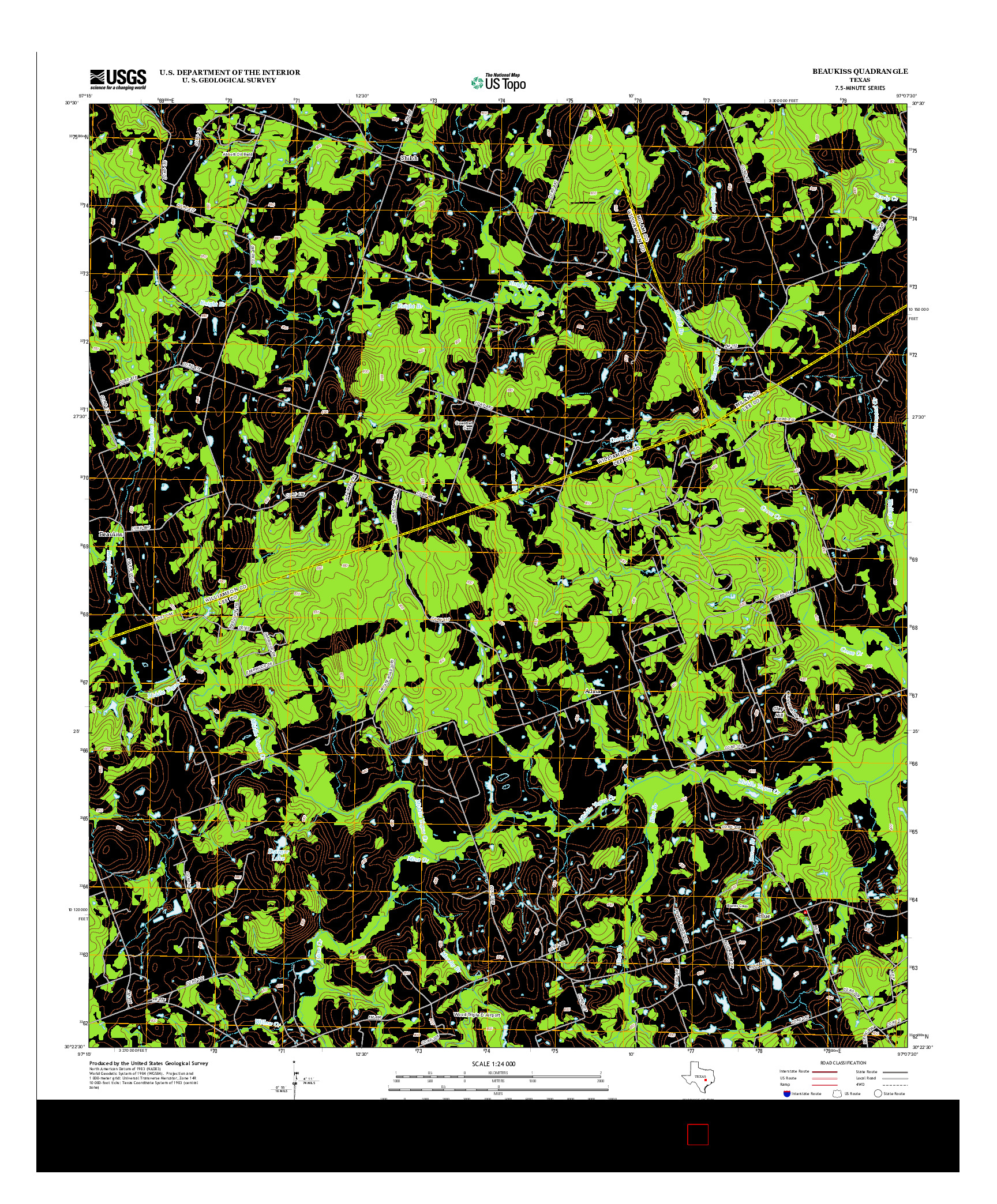 USGS US TOPO 7.5-MINUTE MAP FOR BEAUKISS, TX 2012