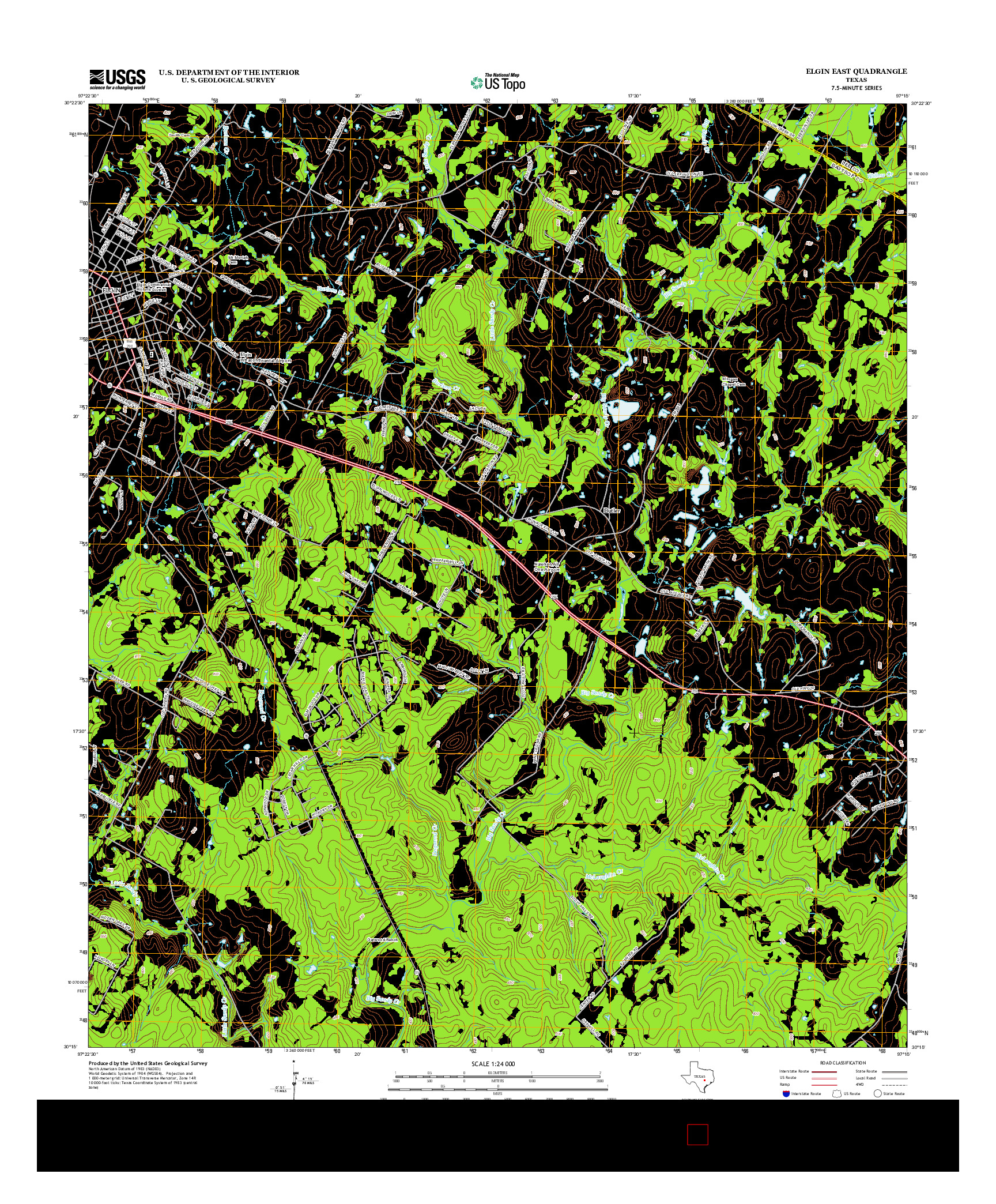 USGS US TOPO 7.5-MINUTE MAP FOR ELGIN EAST, TX 2012