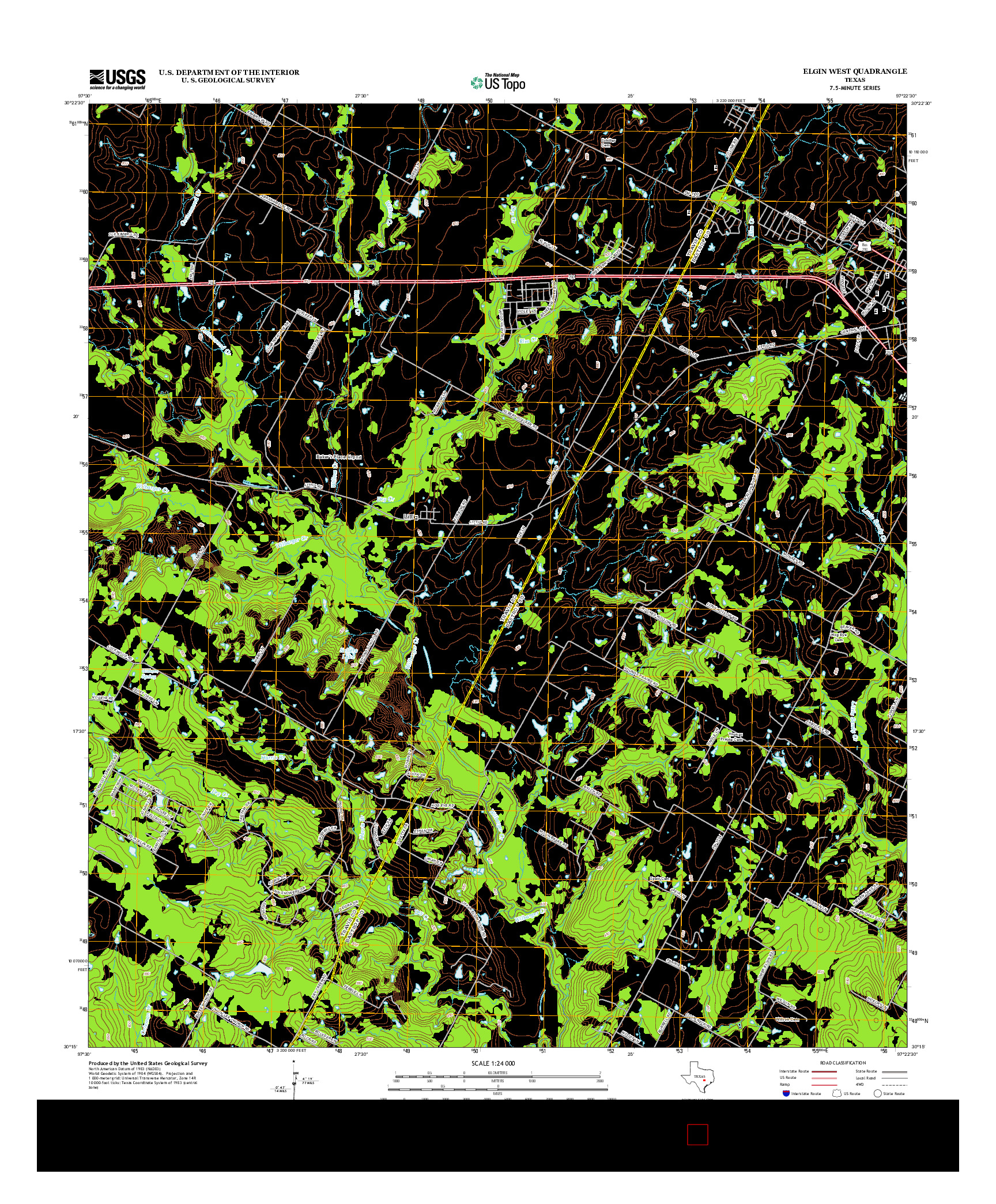 USGS US TOPO 7.5-MINUTE MAP FOR ELGIN WEST, TX 2012