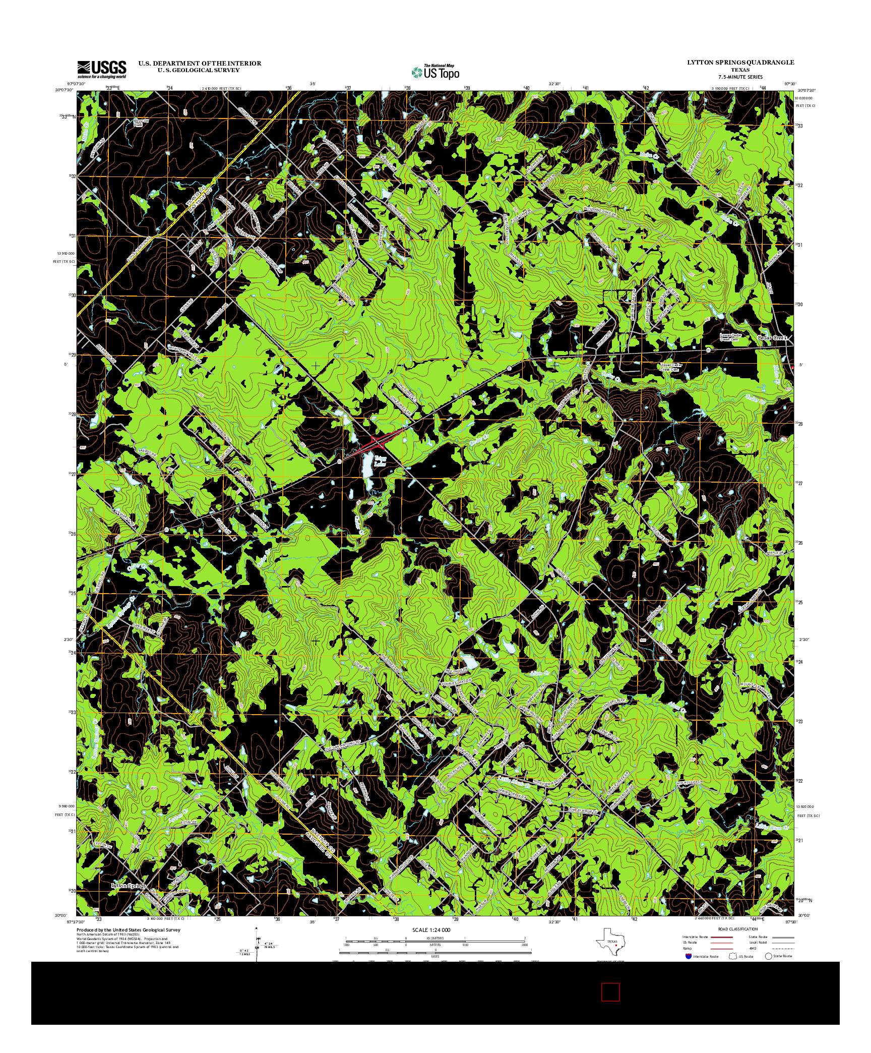 USGS US TOPO 7.5-MINUTE MAP FOR LYTTON SPRINGS, TX 2012