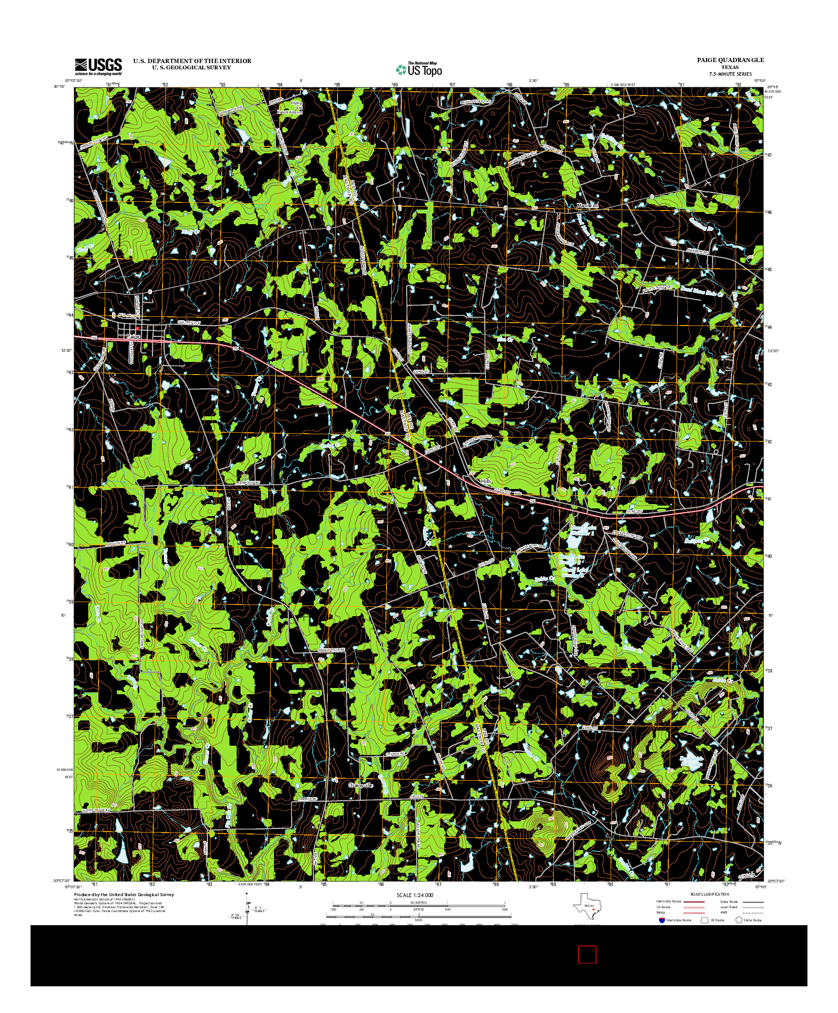 USGS US TOPO 7.5-MINUTE MAP FOR PAIGE, TX 2012