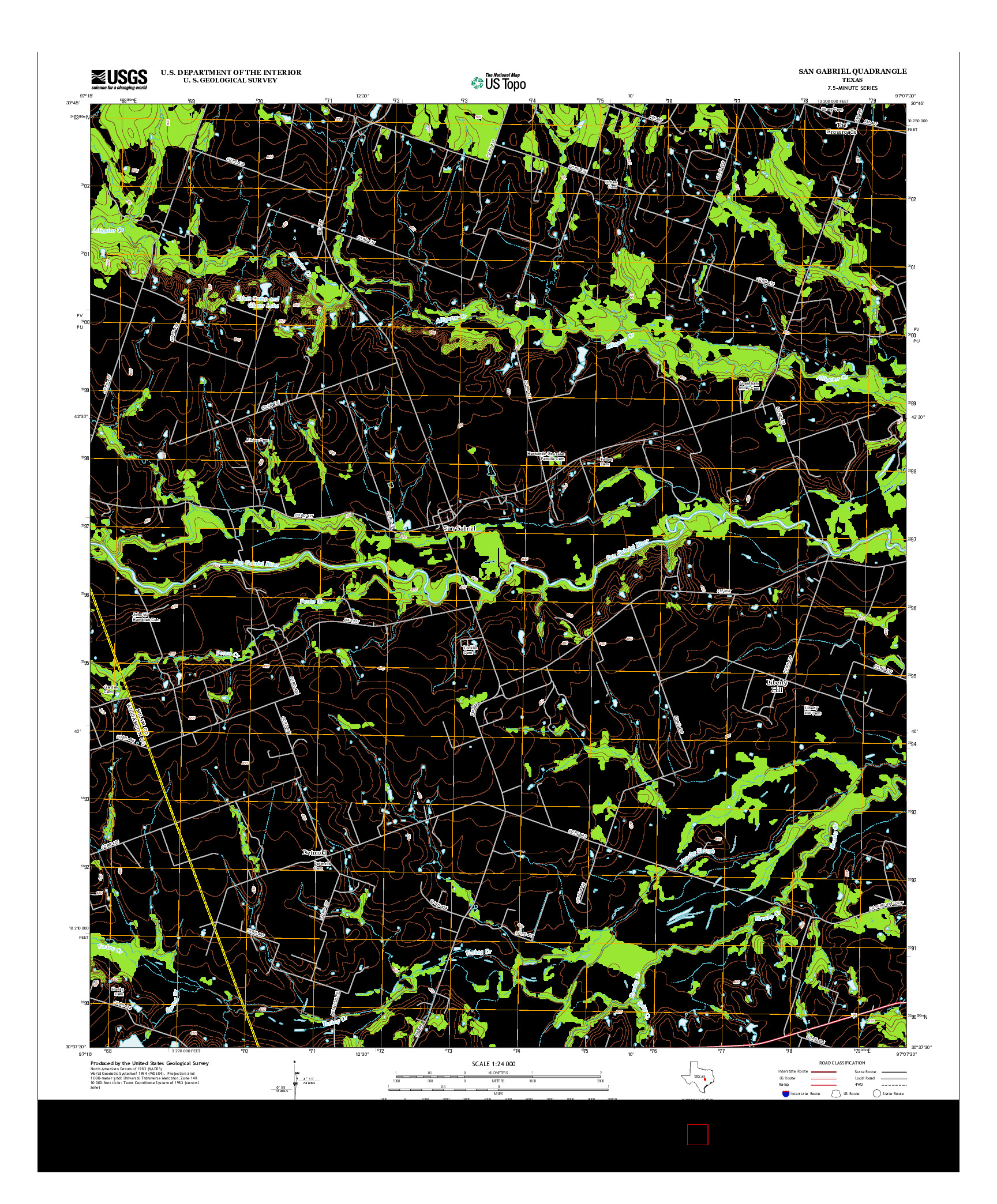 USGS US TOPO 7.5-MINUTE MAP FOR SAN GABRIEL, TX 2012