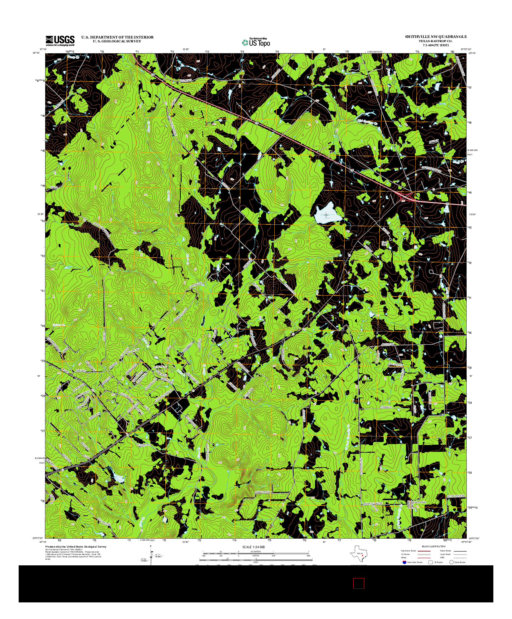 USGS US TOPO 7.5-MINUTE MAP FOR SMITHVILLE NW, TX 2012