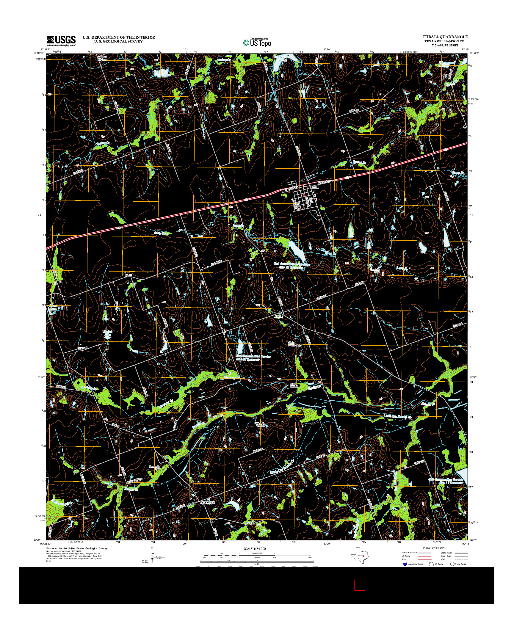 USGS US TOPO 7.5-MINUTE MAP FOR THRALL, TX 2012