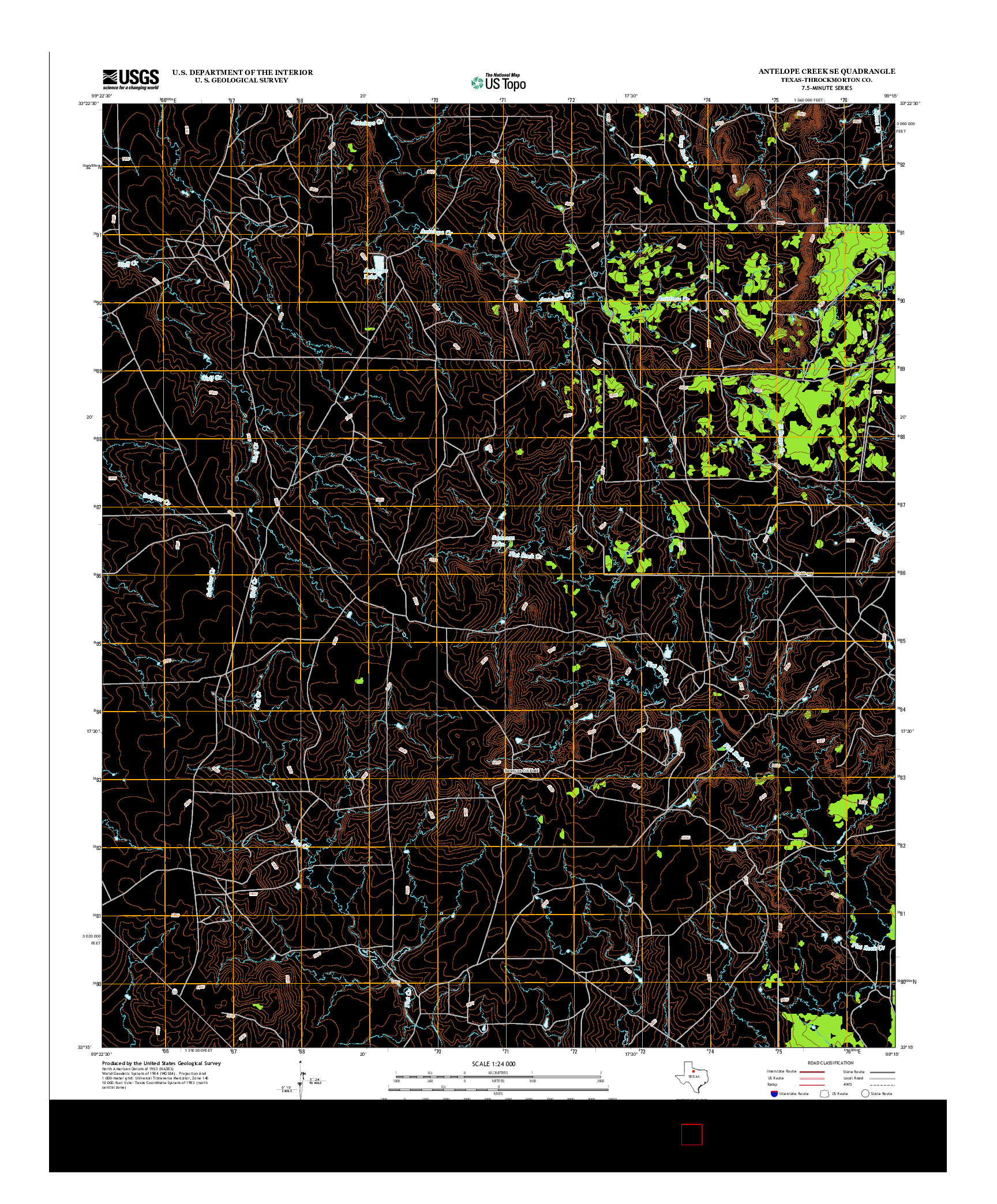 USGS US TOPO 7.5-MINUTE MAP FOR ANTELOPE CREEK SE, TX 2012