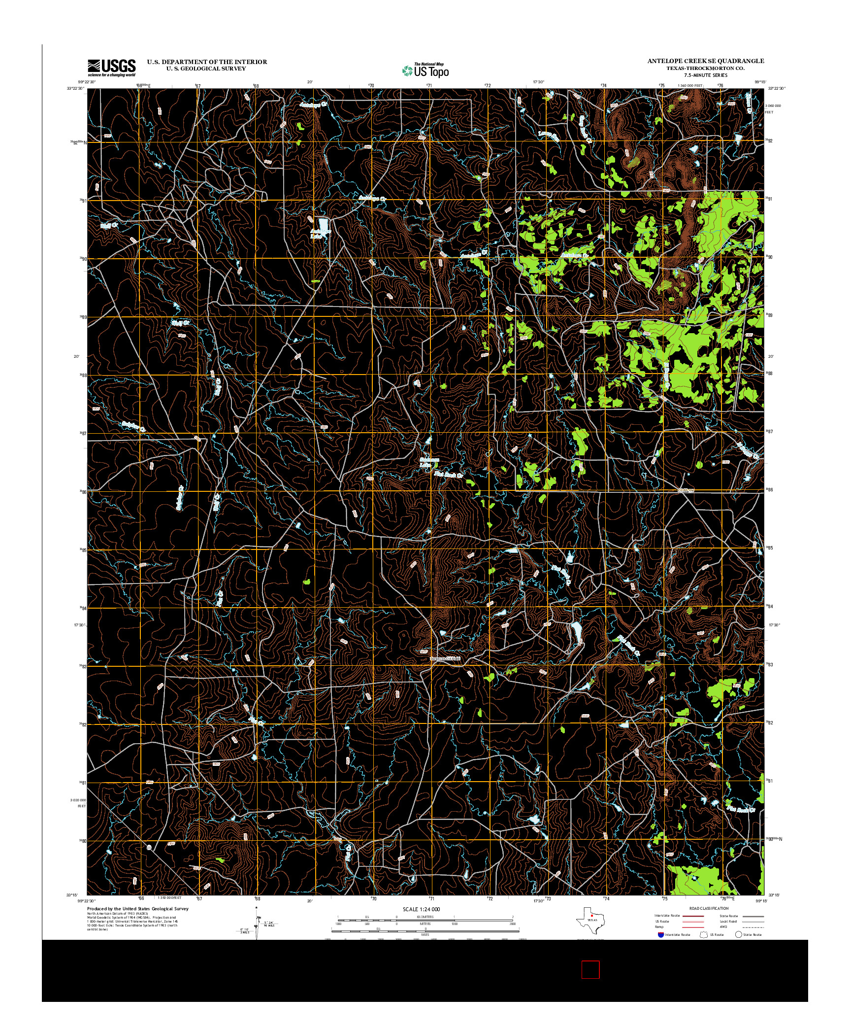 USGS US TOPO 7.5-MINUTE MAP FOR ANTELOPE CREEK SE, TX 2012