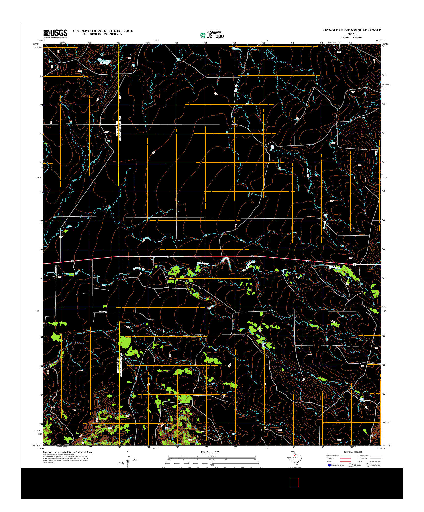 USGS US TOPO 7.5-MINUTE MAP FOR REYNOLDS BEND NW, TX 2012