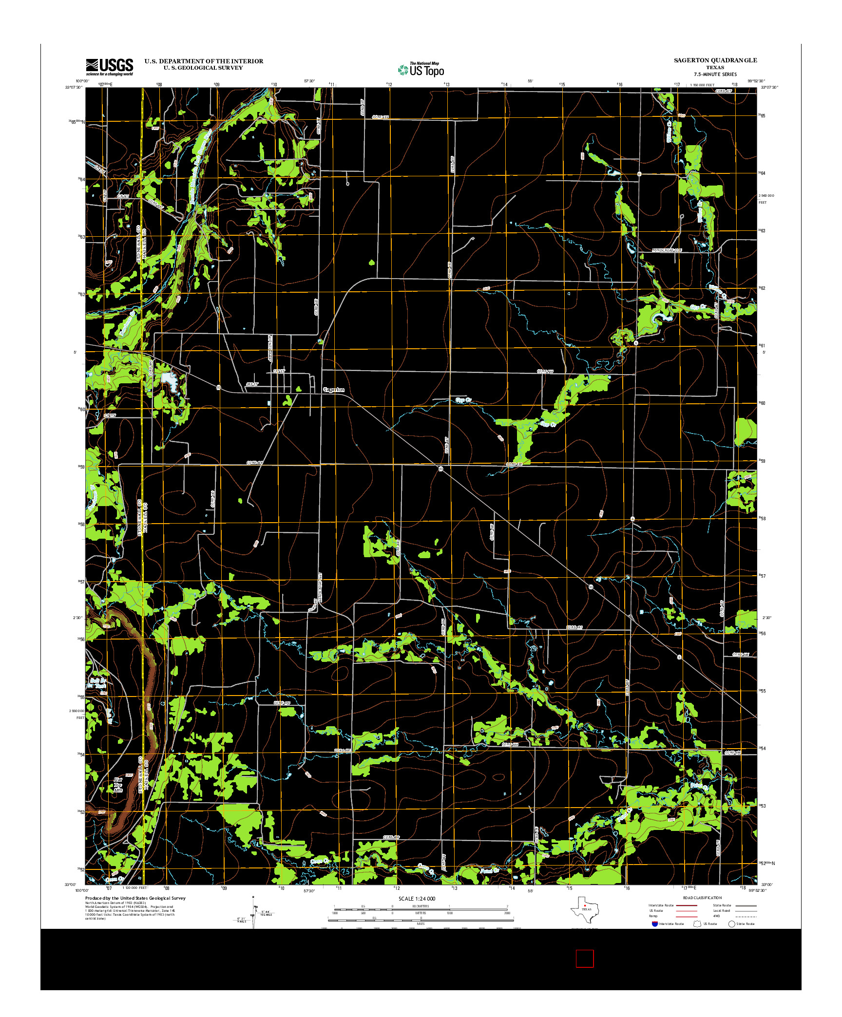 USGS US TOPO 7.5-MINUTE MAP FOR SAGERTON, TX 2012