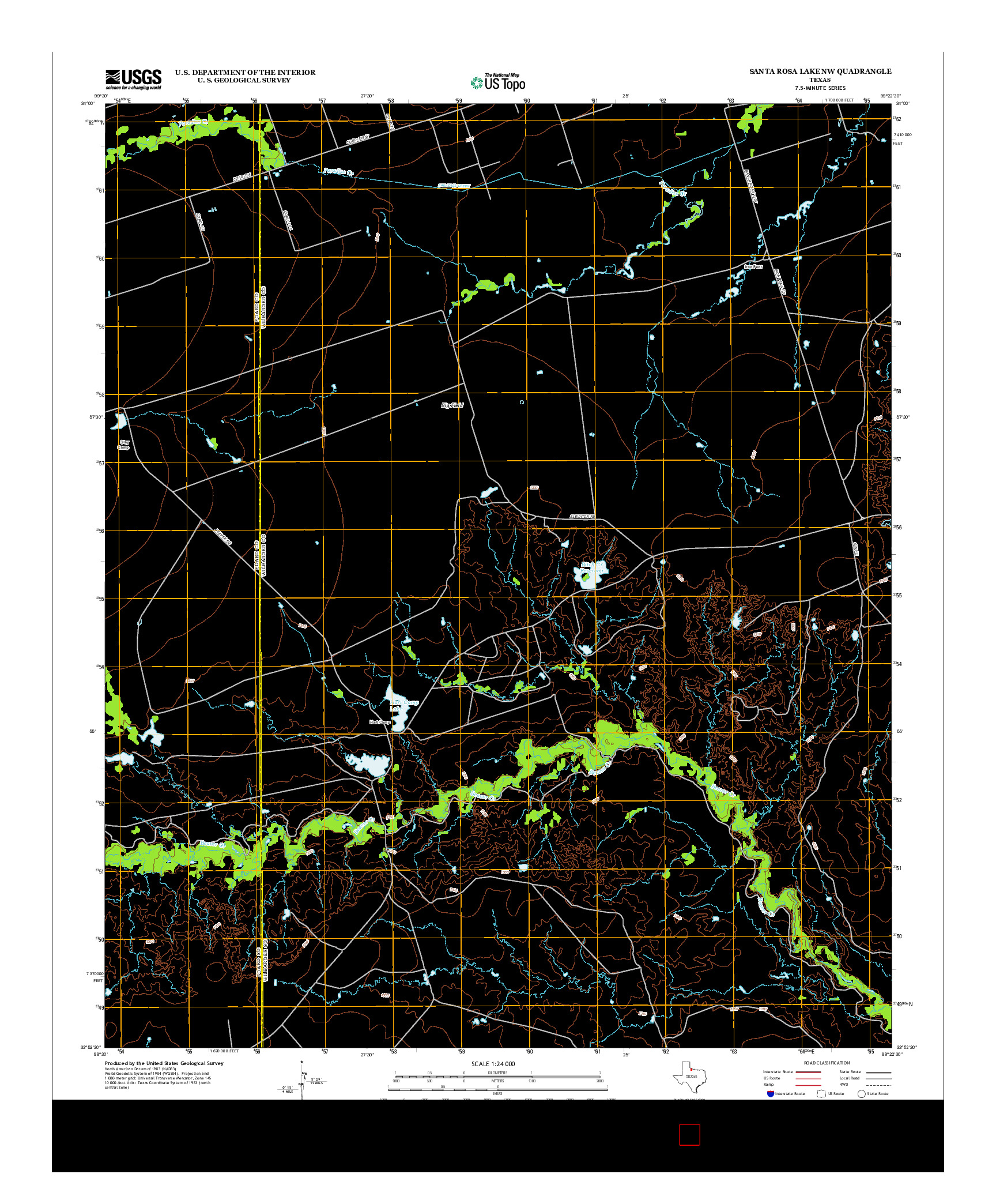 USGS US TOPO 7.5-MINUTE MAP FOR SANTA ROSA LAKE NW, TX 2012