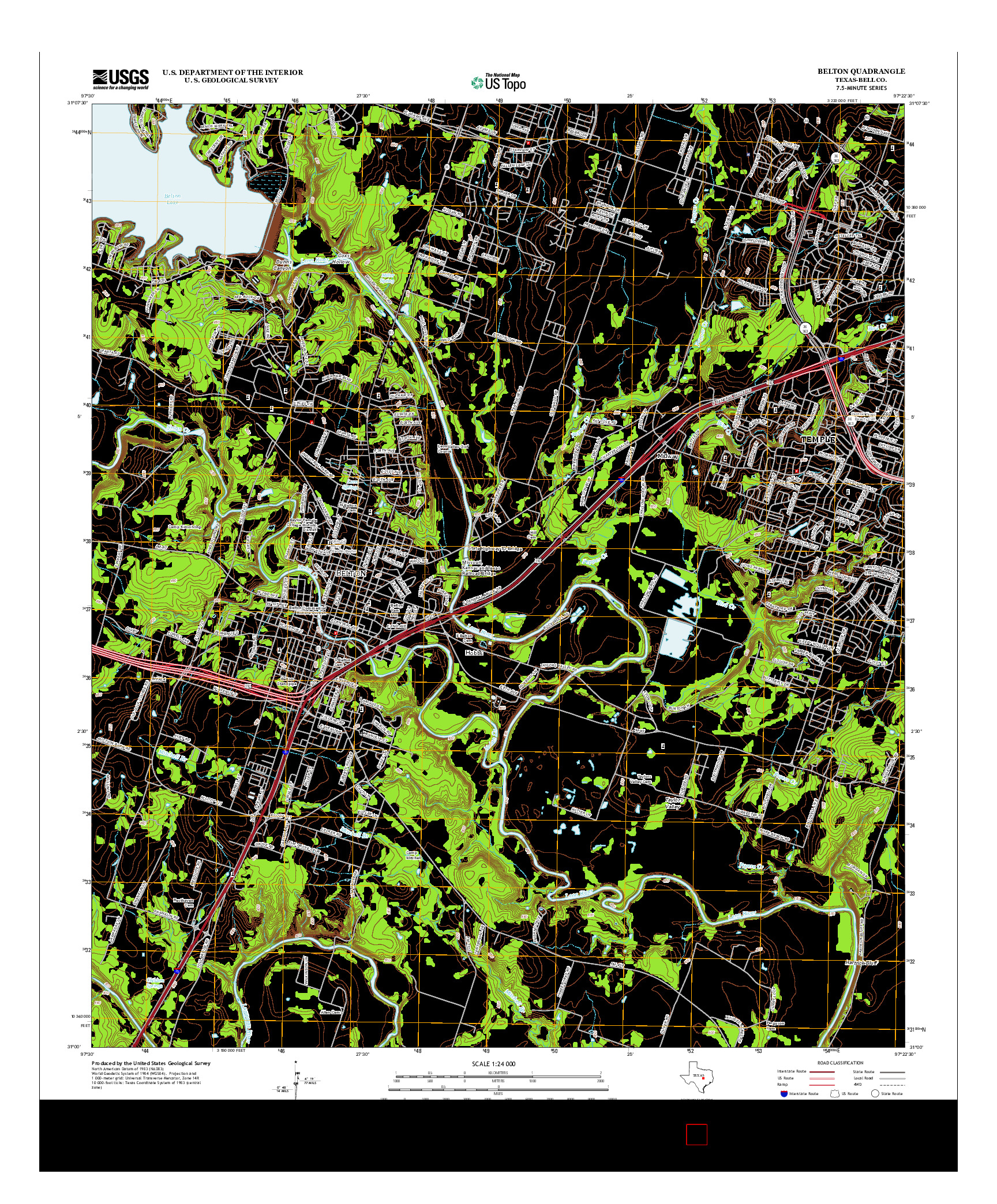 USGS US TOPO 7.5-MINUTE MAP FOR BELTON, TX 2012