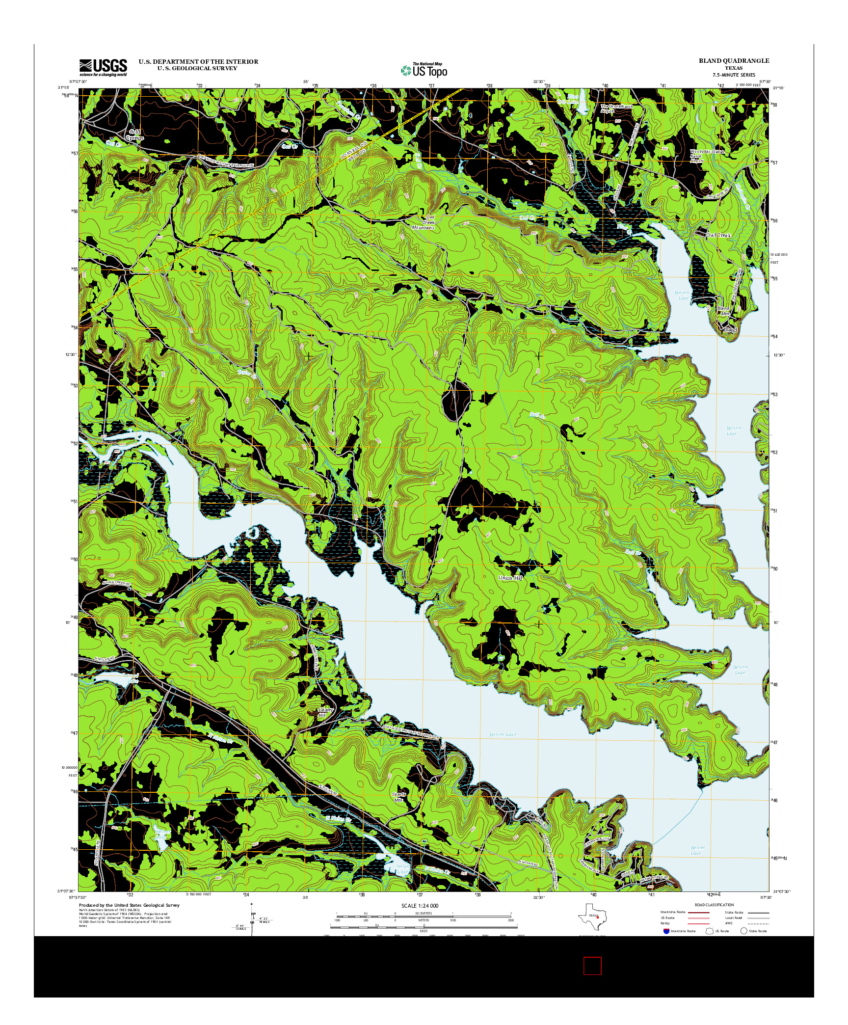 USGS US TOPO 7.5-MINUTE MAP FOR BLAND, TX 2012