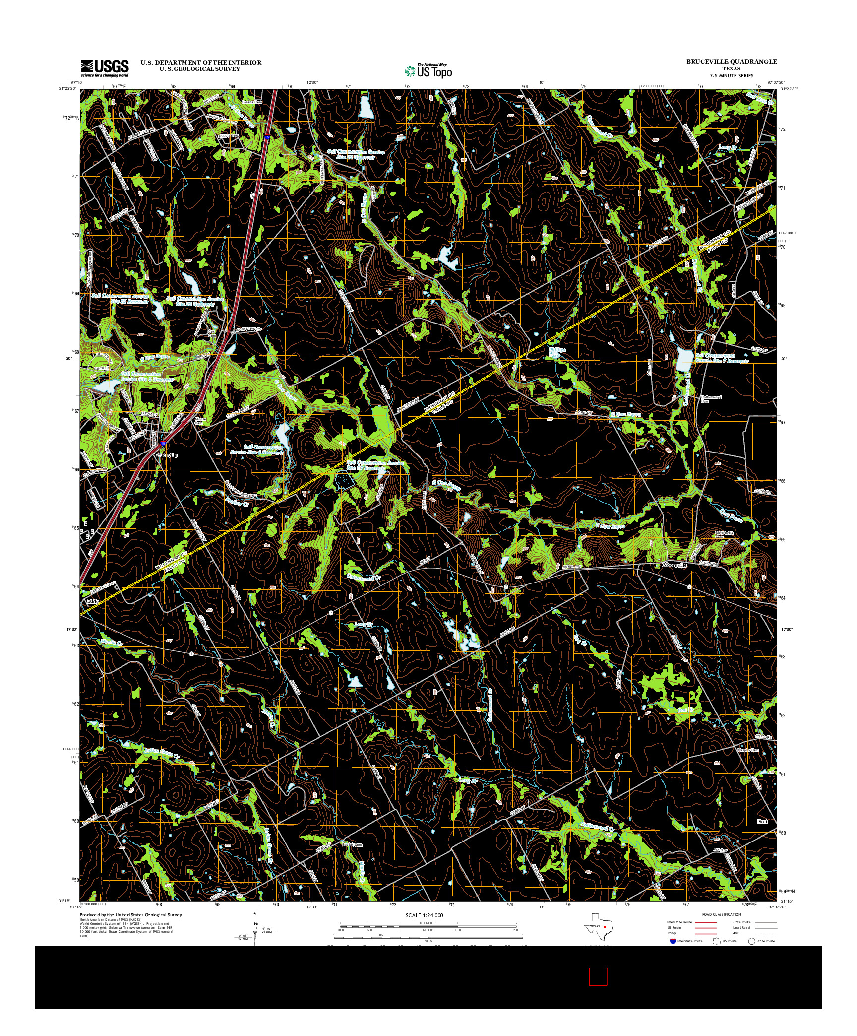 USGS US TOPO 7.5-MINUTE MAP FOR BRUCEVILLE, TX 2012