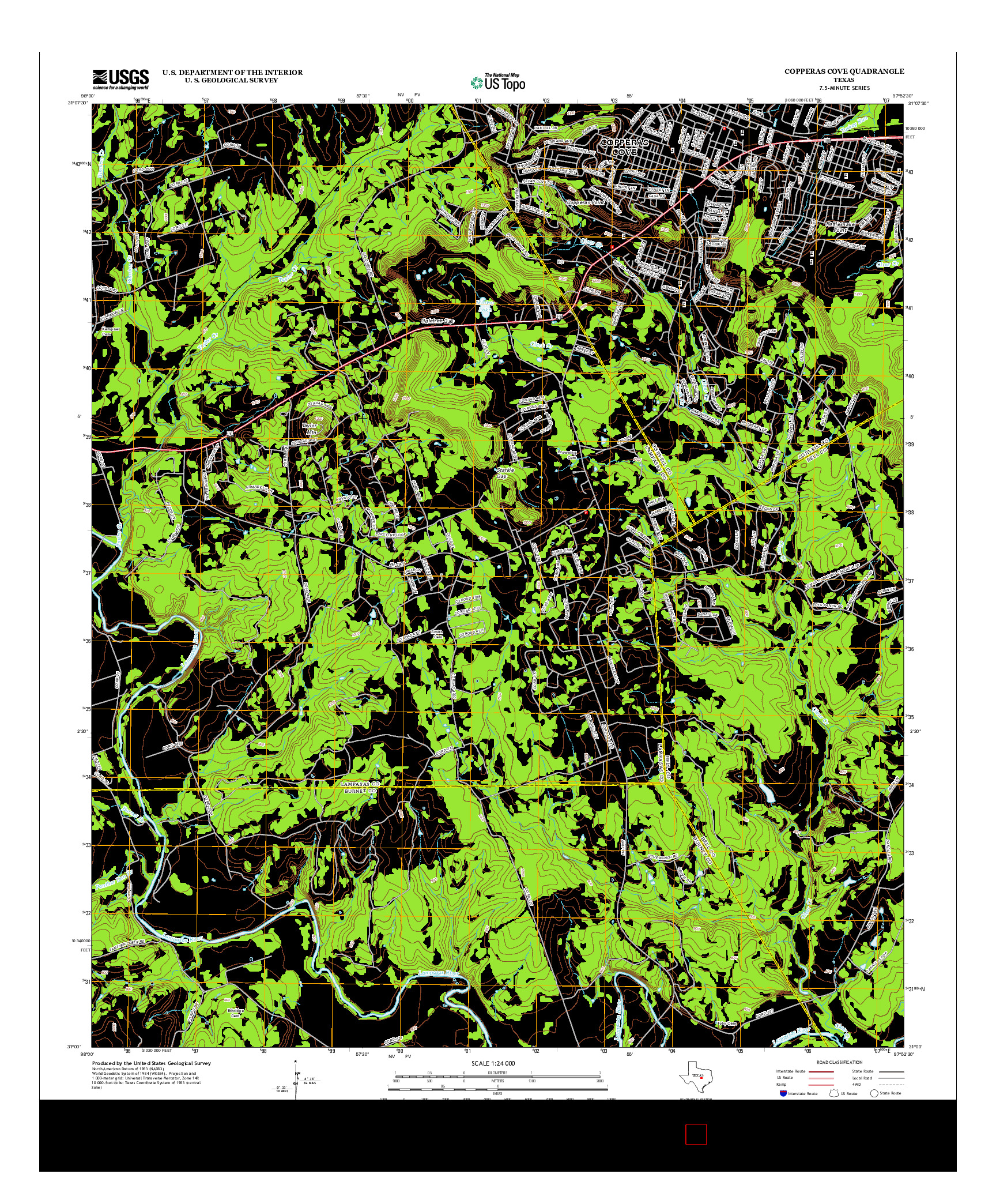 USGS US TOPO 7.5-MINUTE MAP FOR COPPERAS COVE, TX 2012