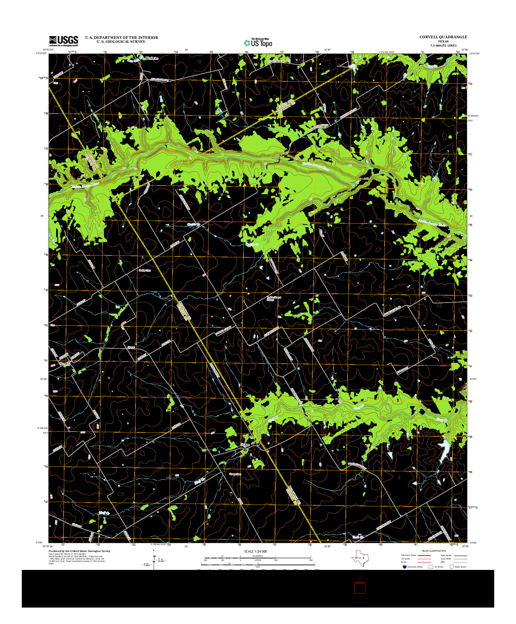 USGS US TOPO 7.5-MINUTE MAP FOR CORYELL, TX 2012