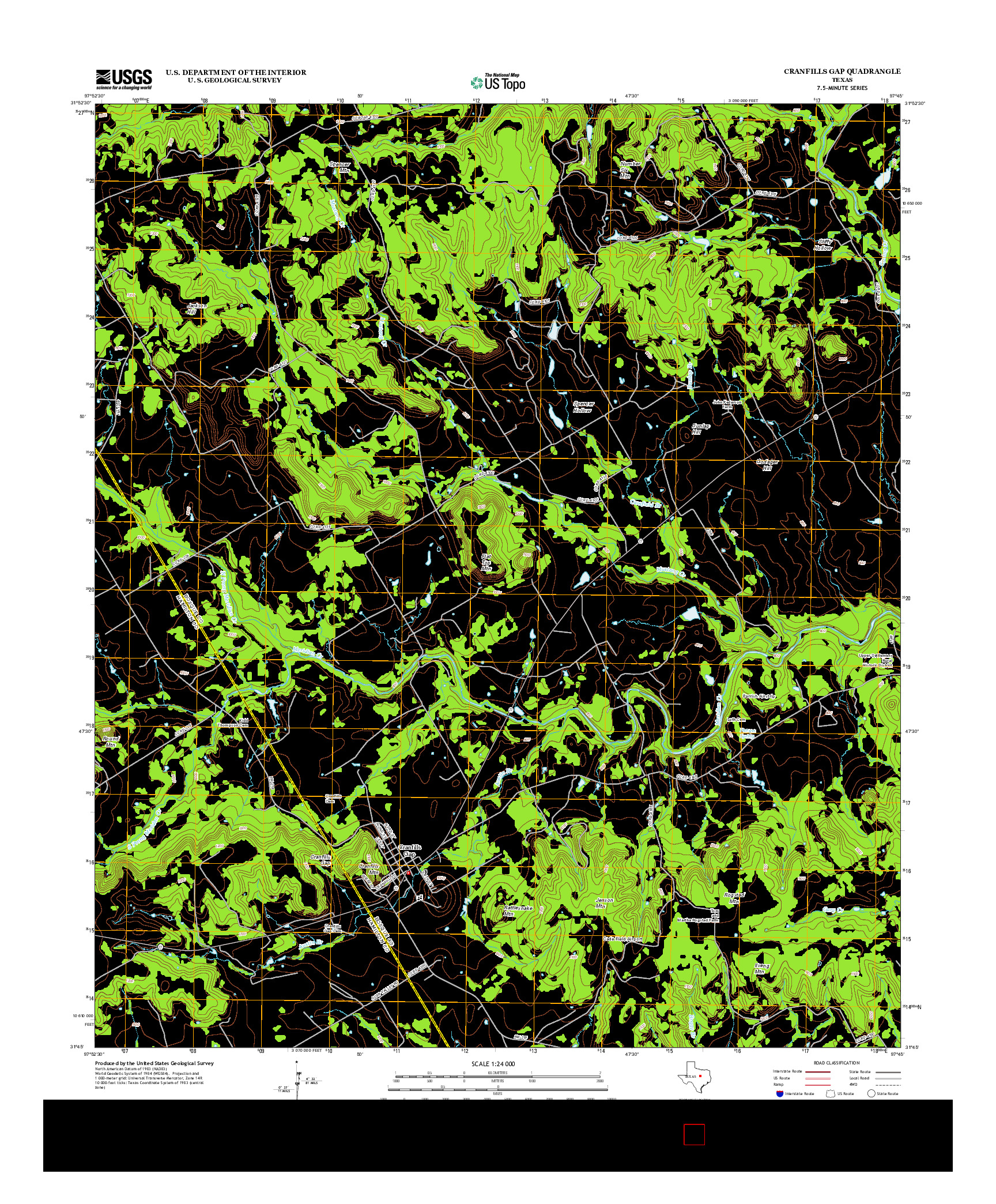 USGS US TOPO 7.5-MINUTE MAP FOR CRANFILLS GAP, TX 2012