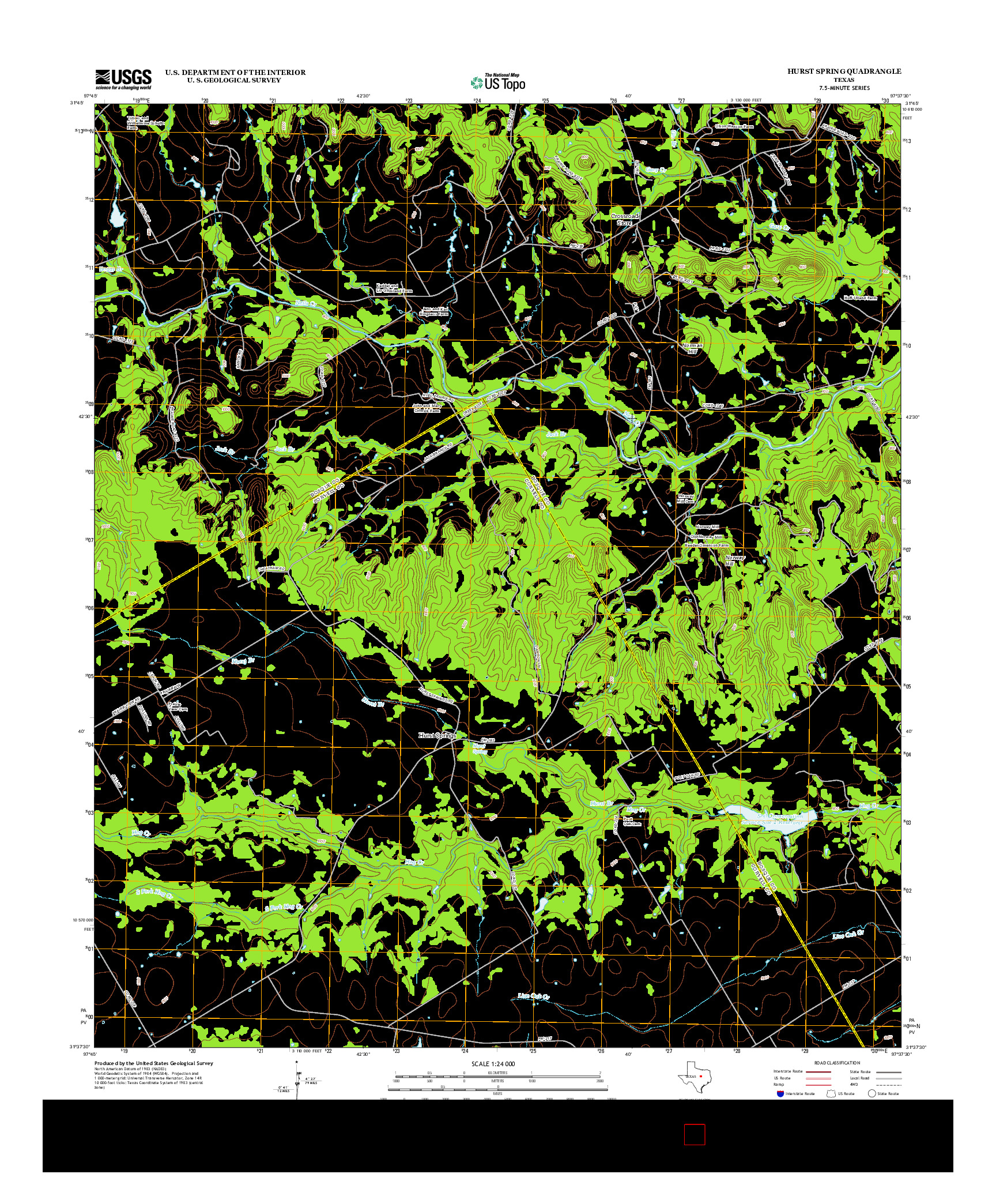USGS US TOPO 7.5-MINUTE MAP FOR HURST SPRING, TX 2012