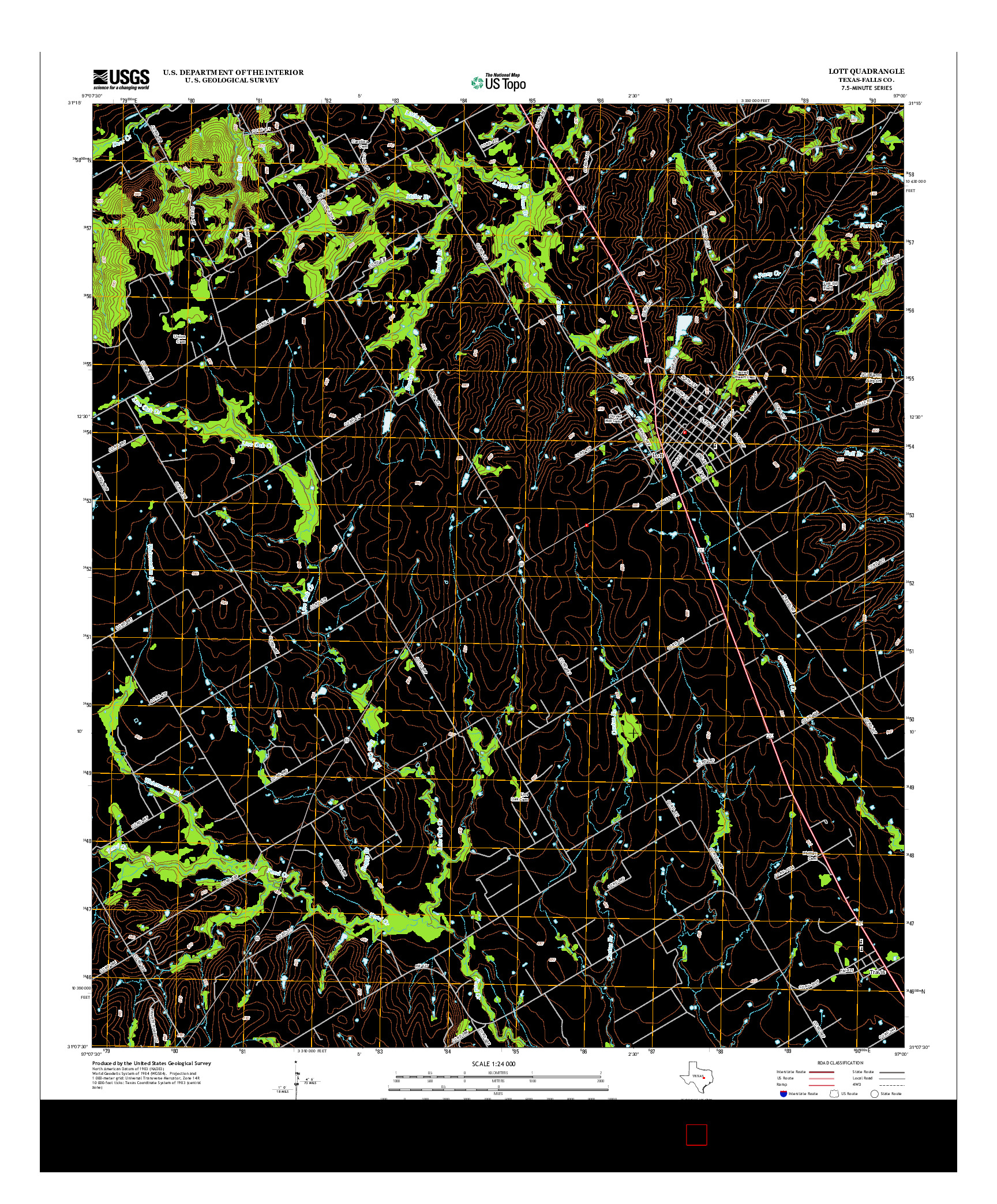 USGS US TOPO 7.5-MINUTE MAP FOR LOTT, TX 2012