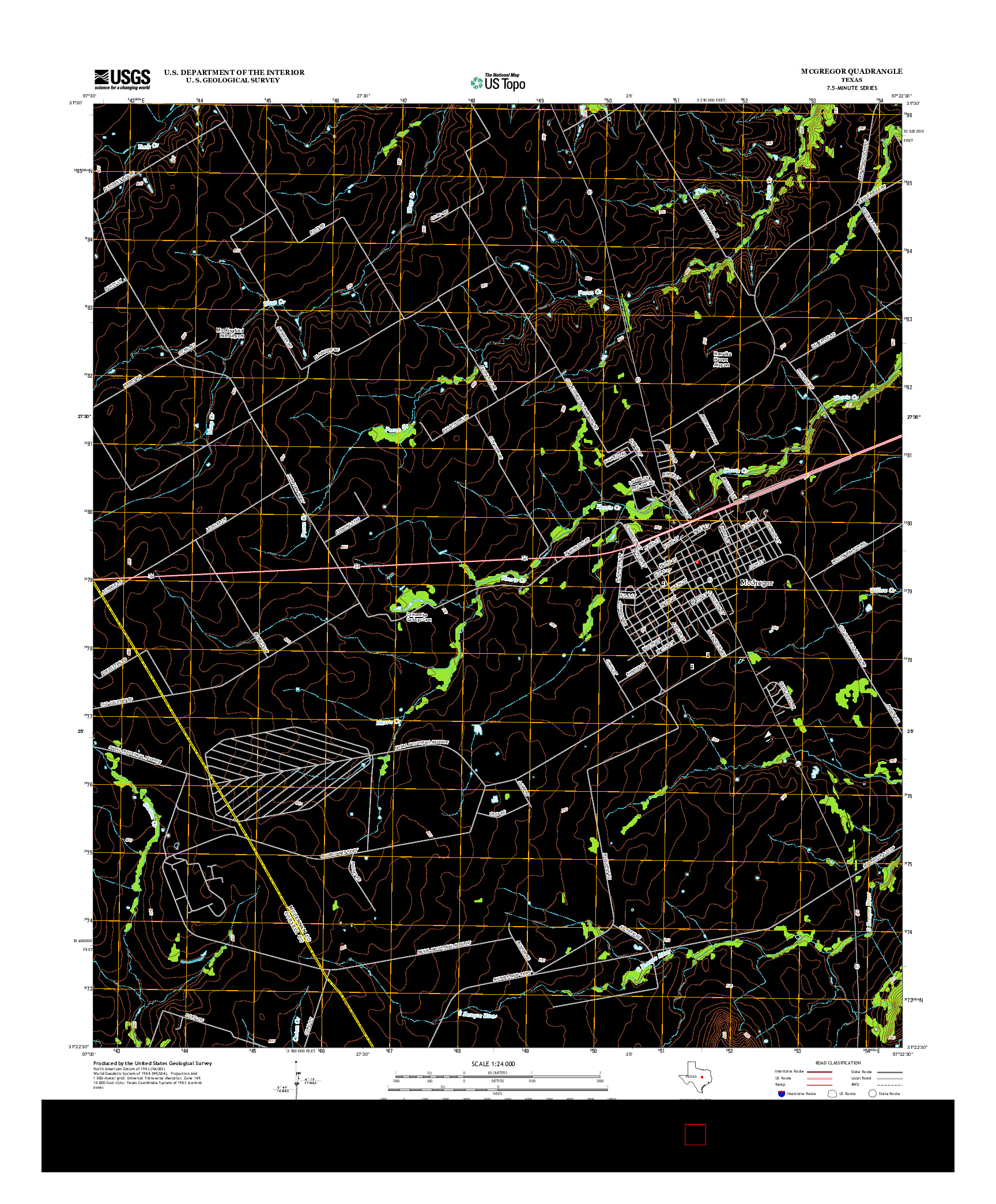 USGS US TOPO 7.5-MINUTE MAP FOR MCGREGOR, TX 2012