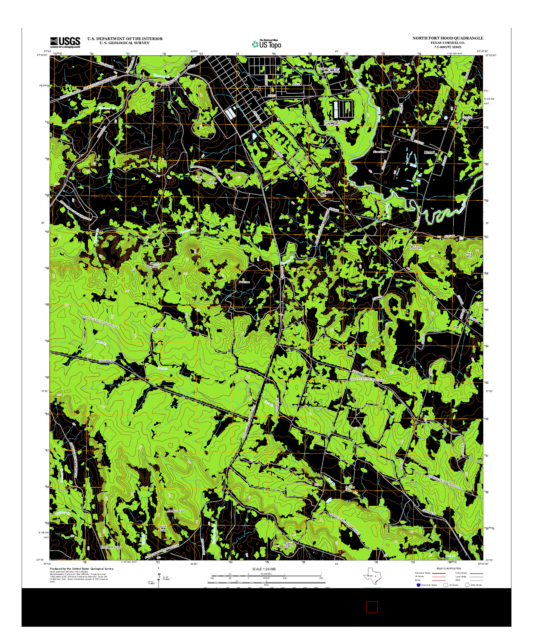 USGS US TOPO 7.5-MINUTE MAP FOR NORTH FORT HOOD, TX 2012