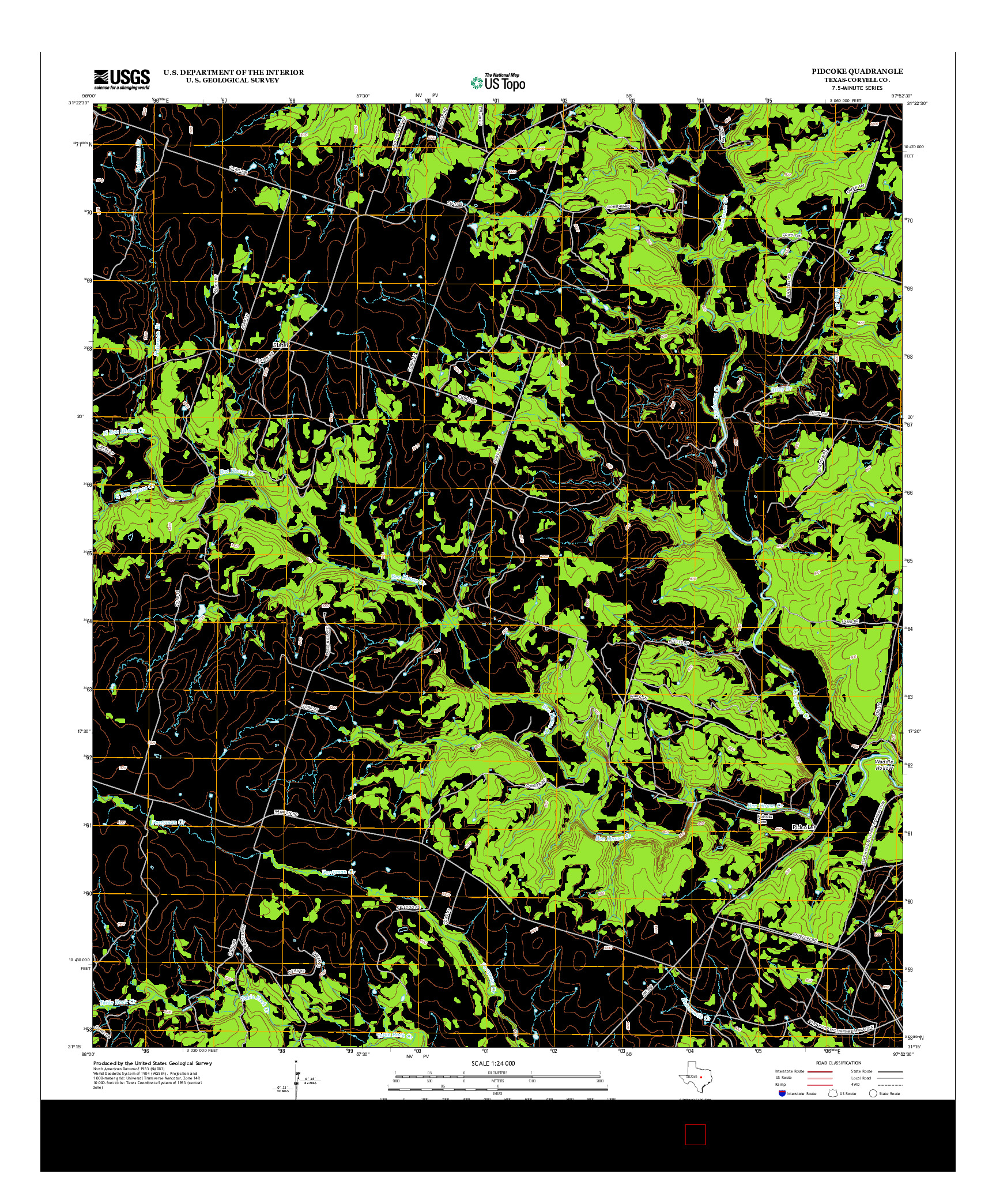 USGS US TOPO 7.5-MINUTE MAP FOR PIDCOKE, TX 2012