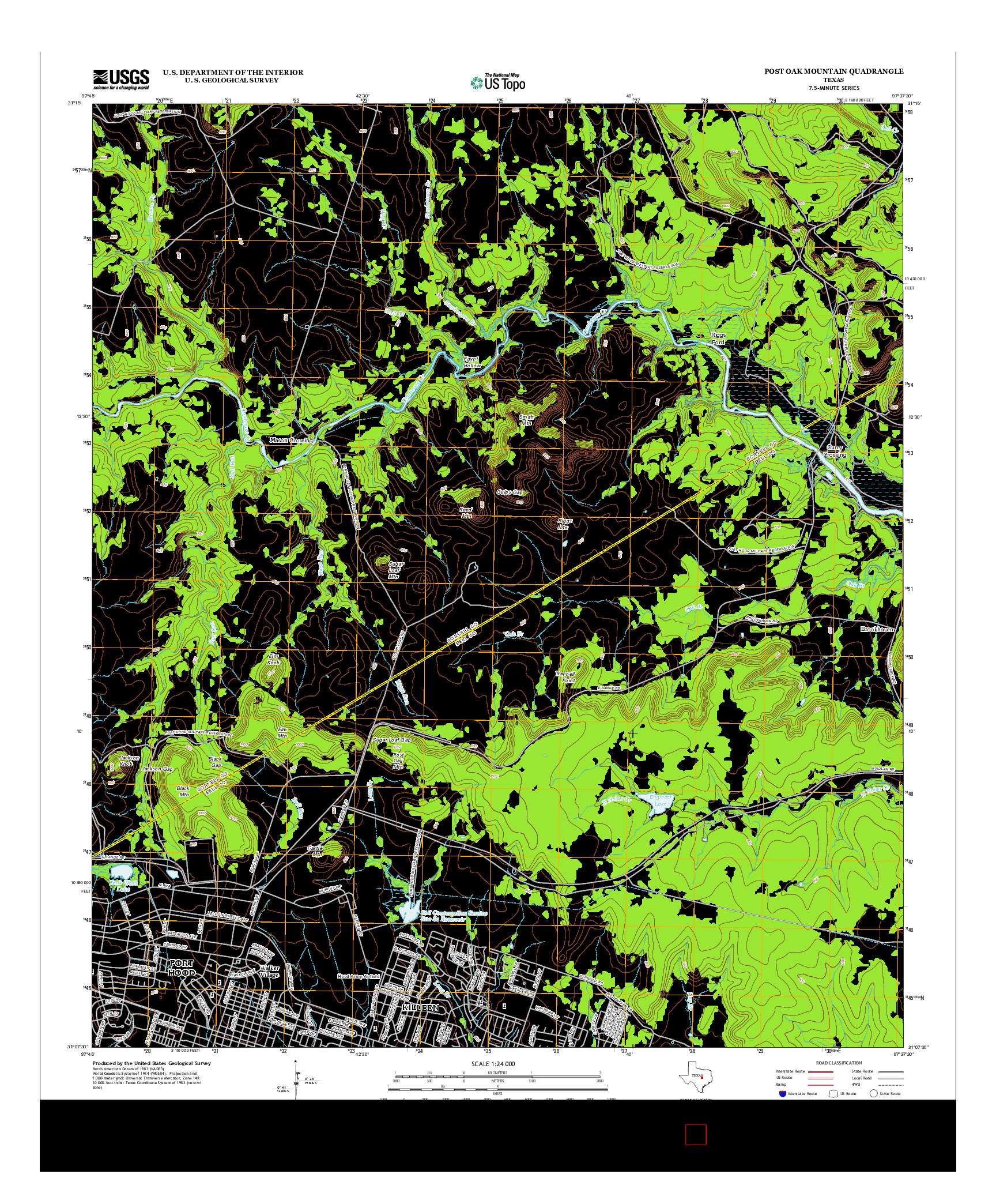 USGS US TOPO 7.5-MINUTE MAP FOR POST OAK MOUNTAIN, TX 2012