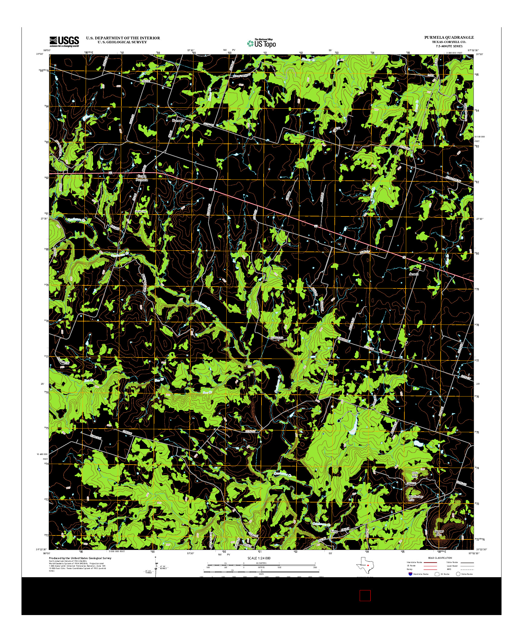 USGS US TOPO 7.5-MINUTE MAP FOR PURMELA, TX 2012