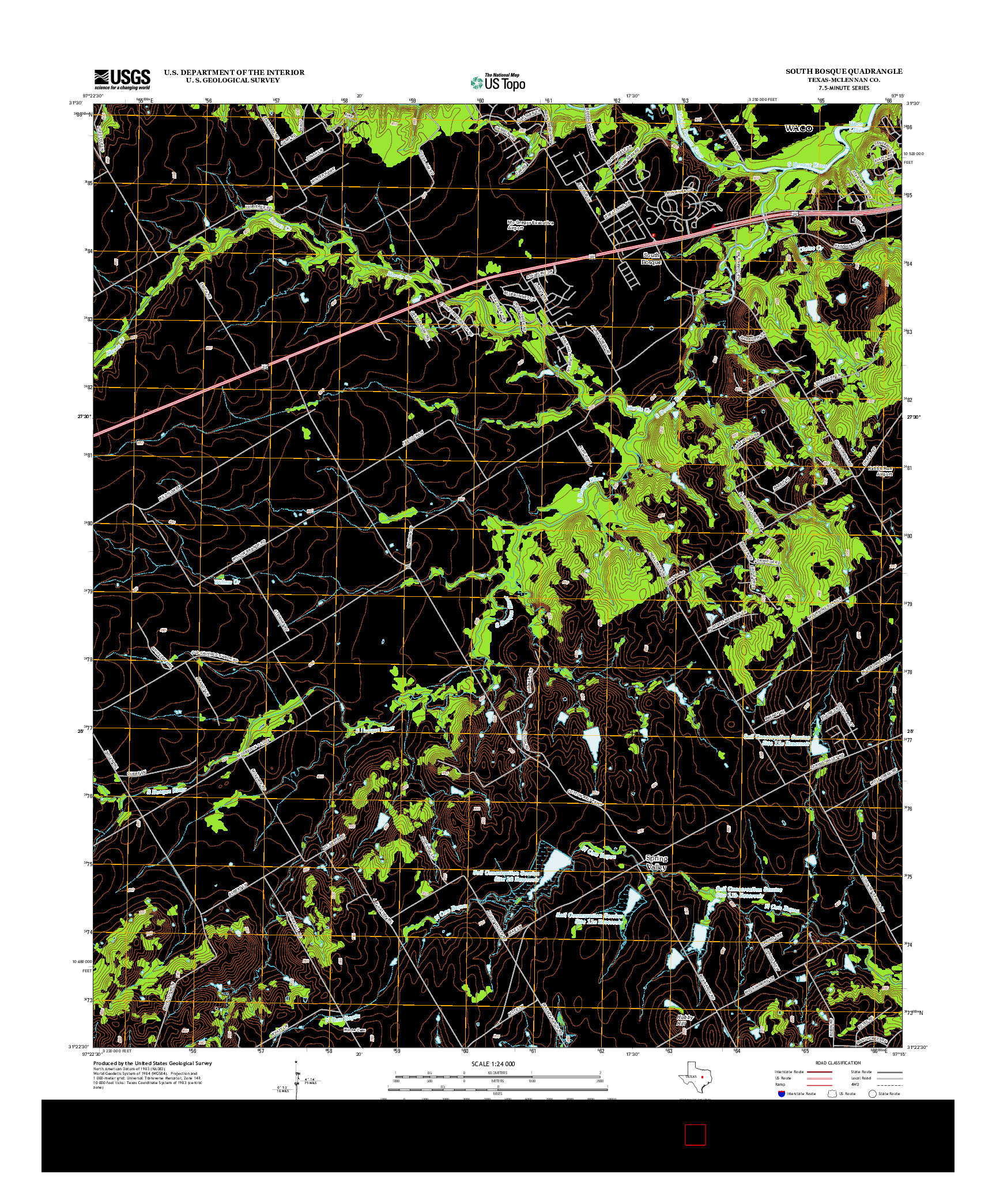 USGS US TOPO 7.5-MINUTE MAP FOR SOUTH BOSQUE, TX 2012