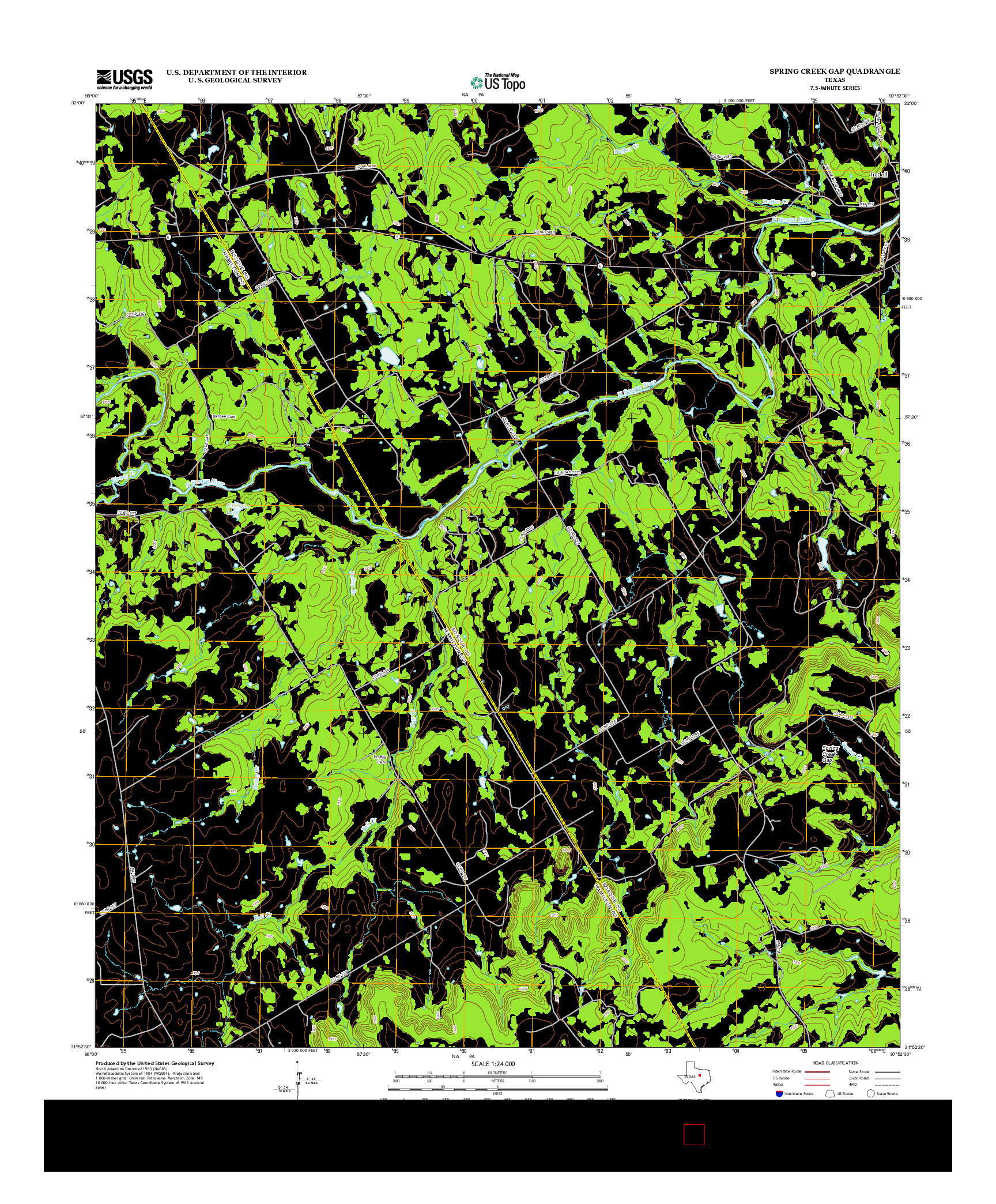 USGS US TOPO 7.5-MINUTE MAP FOR SPRING CREEK GAP, TX 2012
