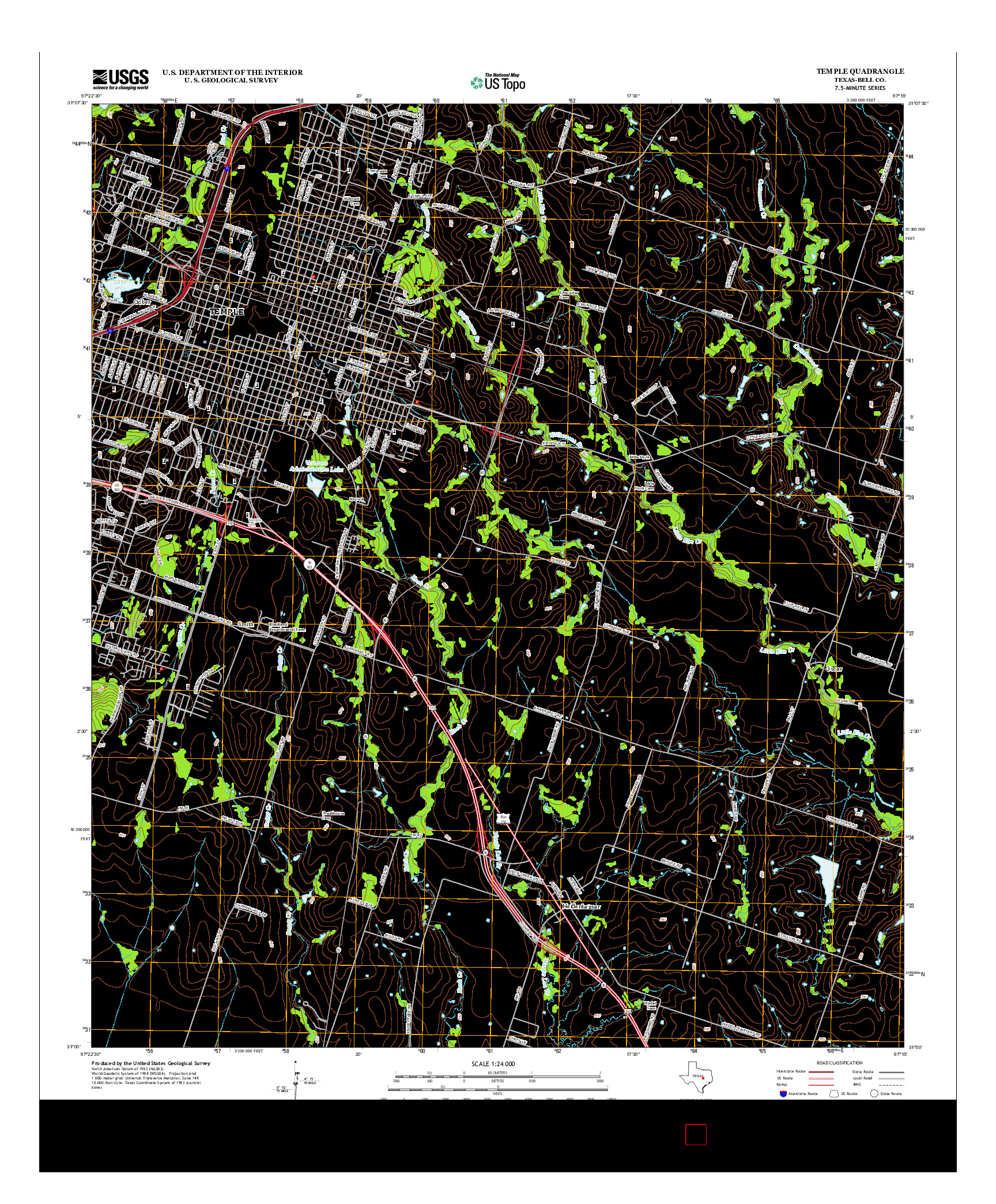 USGS US TOPO 7.5-MINUTE MAP FOR TEMPLE, TX 2012