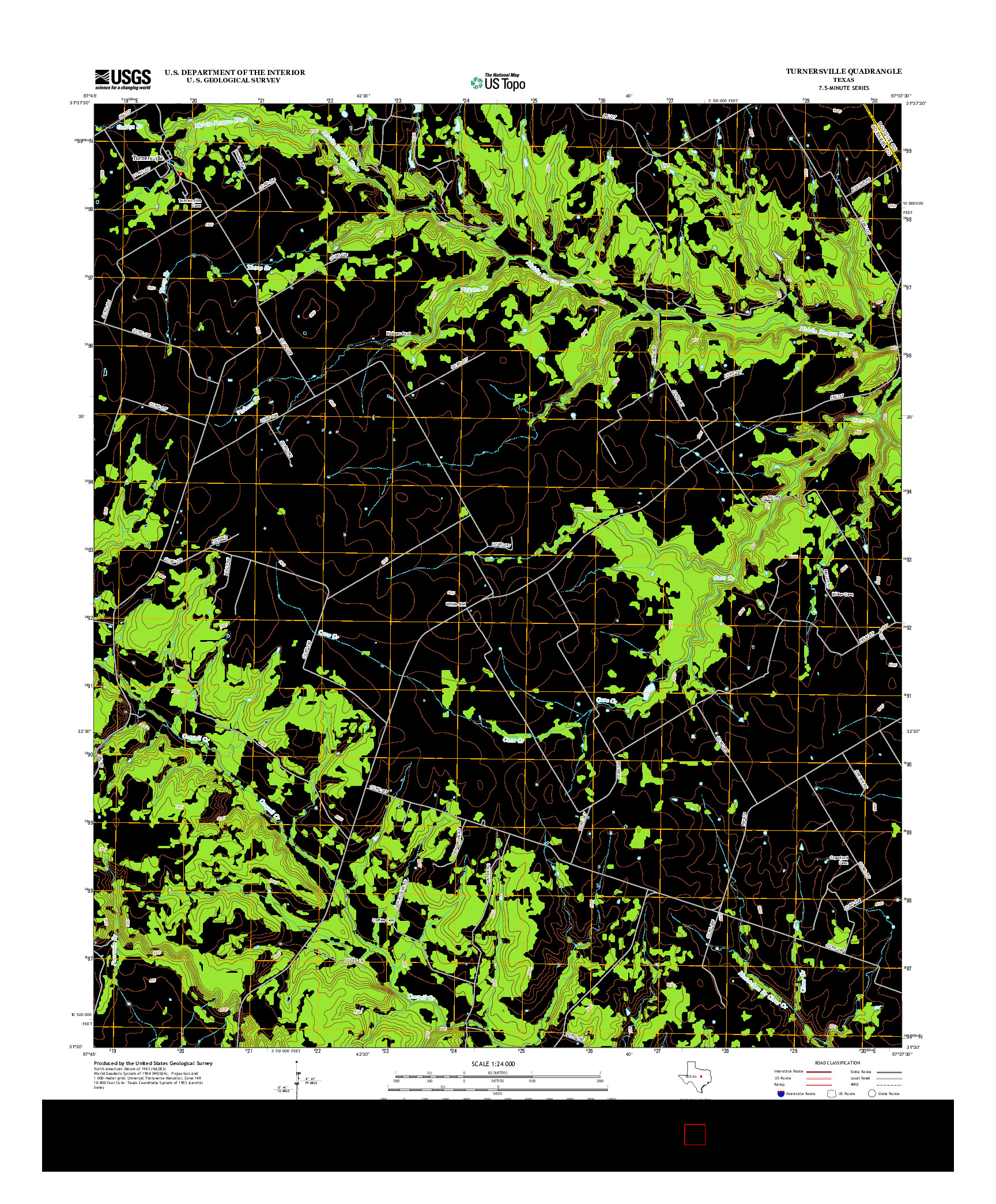USGS US TOPO 7.5-MINUTE MAP FOR TURNERSVILLE, TX 2012